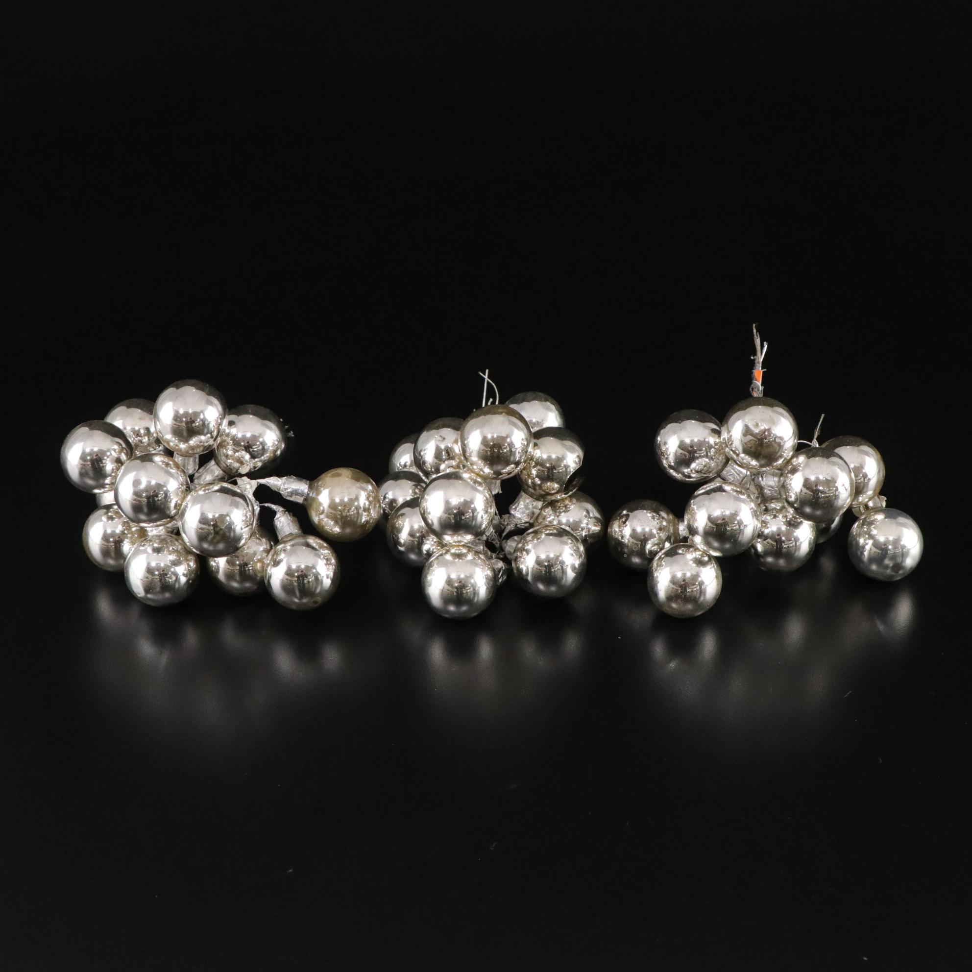 White Feather Tabletop Christmas Trees with Iridescent and Silver Ornaments