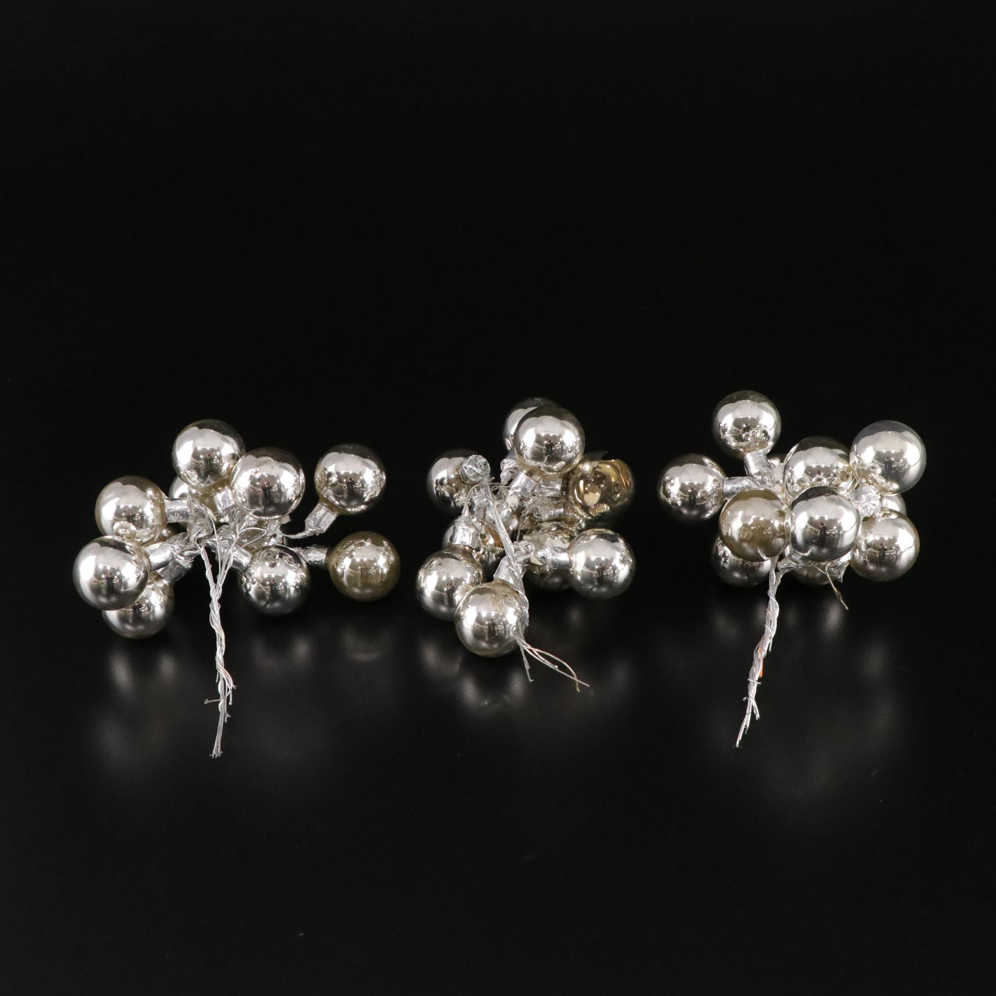 White Feather Tabletop Christmas Trees with Iridescent and Silver Ornaments