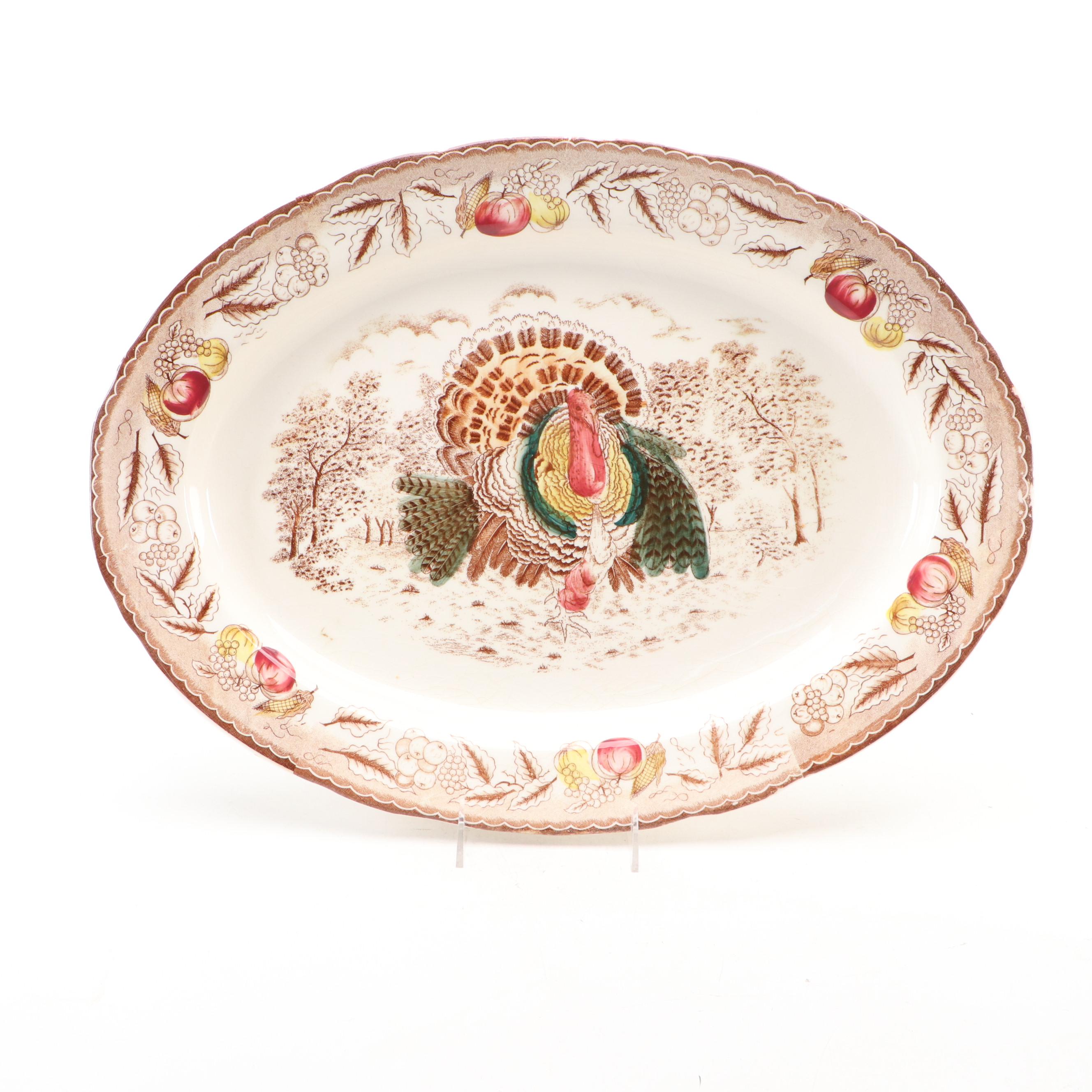 Franciscan "Apple" with Other Ceramic Tom Turkey Platter, 20th Century