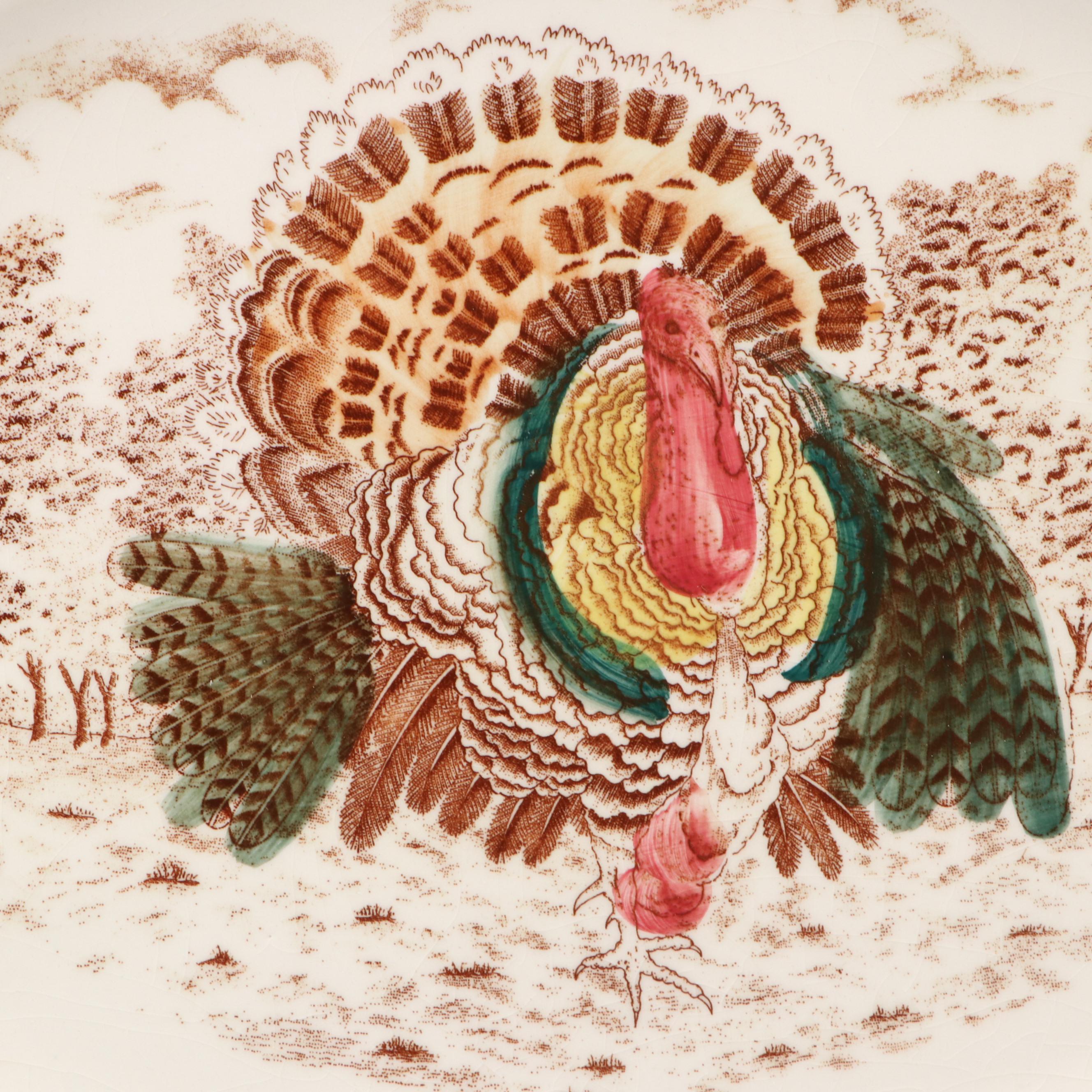 Franciscan "Apple" with Other Ceramic Tom Turkey Platter, 20th Century