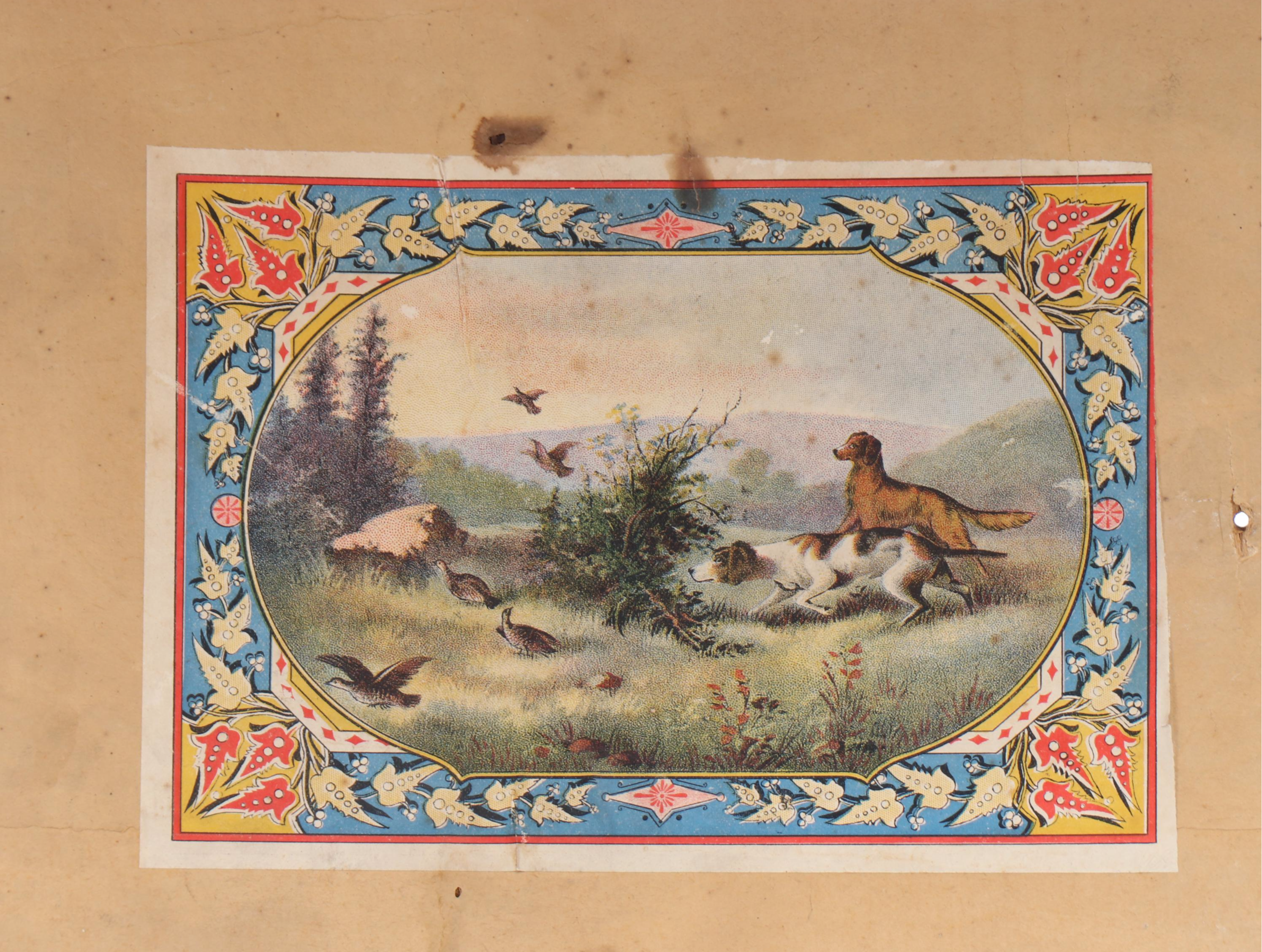 World War II Era Memorabilia Featuring US Army Bags and Photos inside Wood Trunk