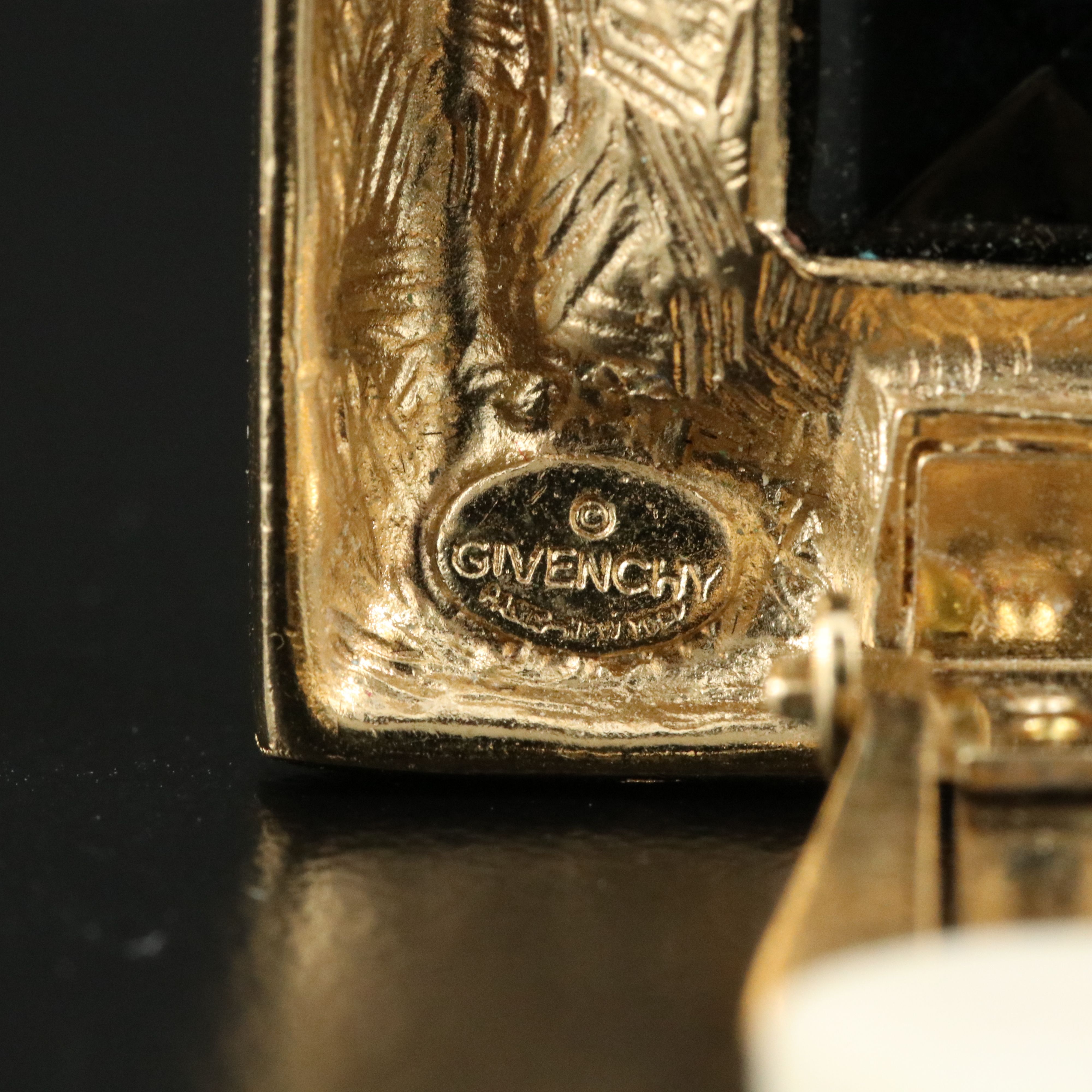 Givenchy Black Crystal Square Clip Earrings
