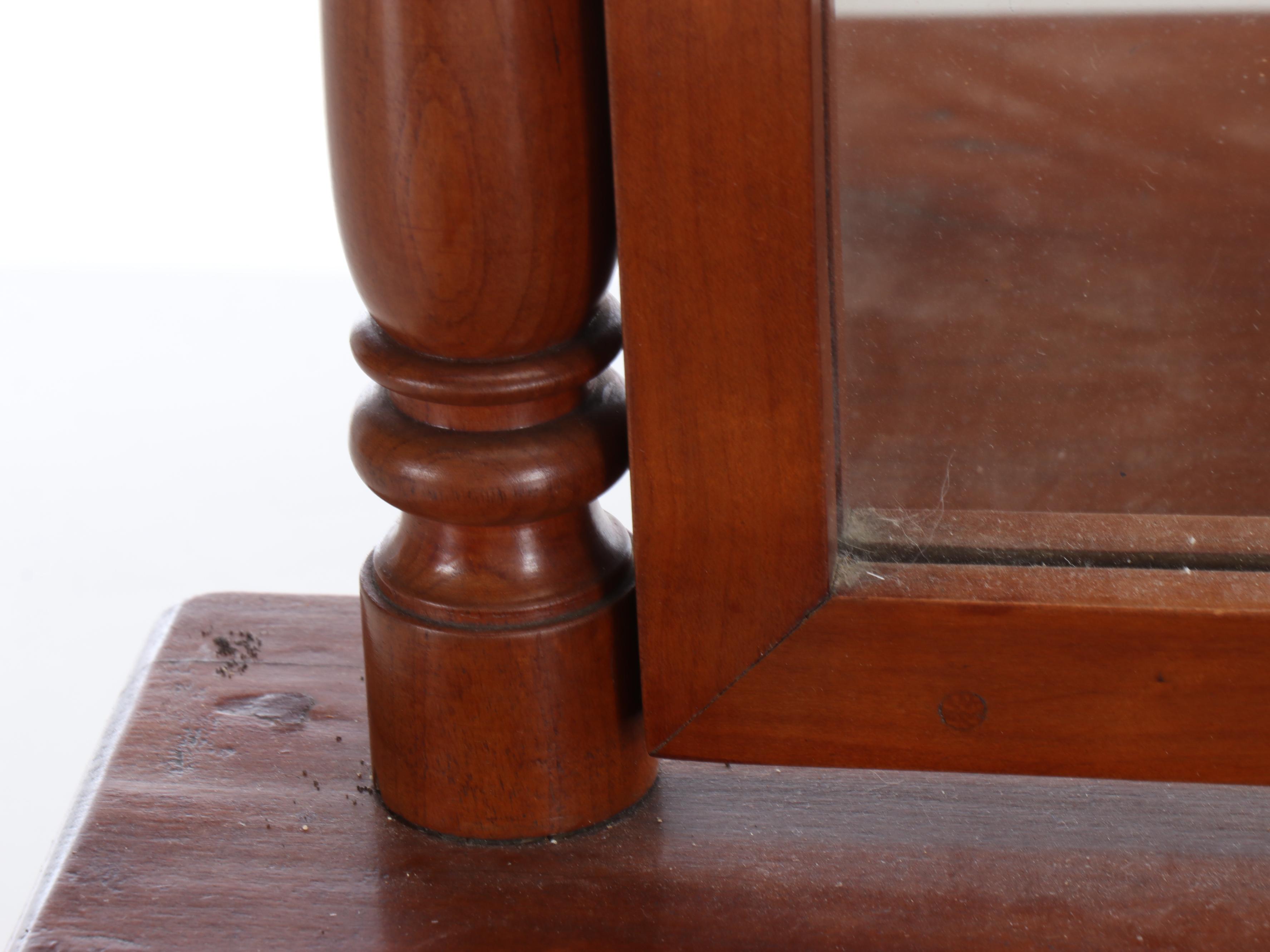 Wood Vanity Mirror with Brass Knobs