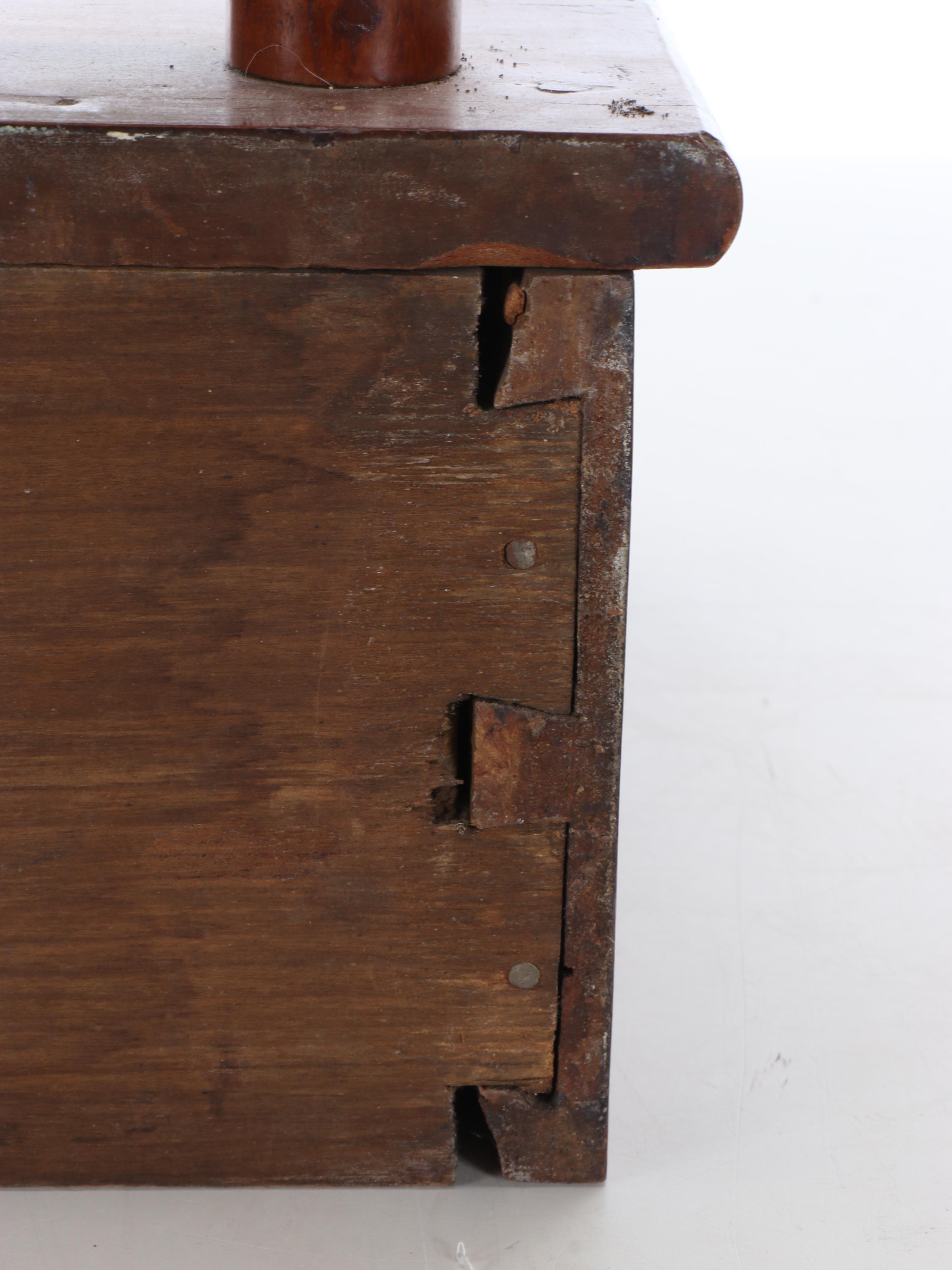 Wood Vanity Mirror with Brass Knobs