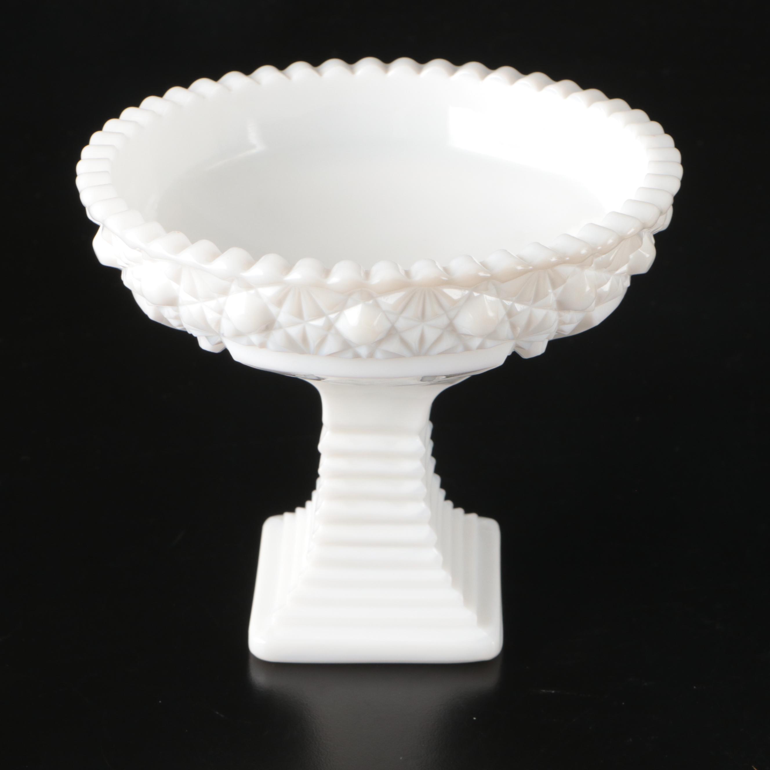 Imperial Milk Glass Seashell Compote, Candy Dishes and Other Pressed Glass Décor