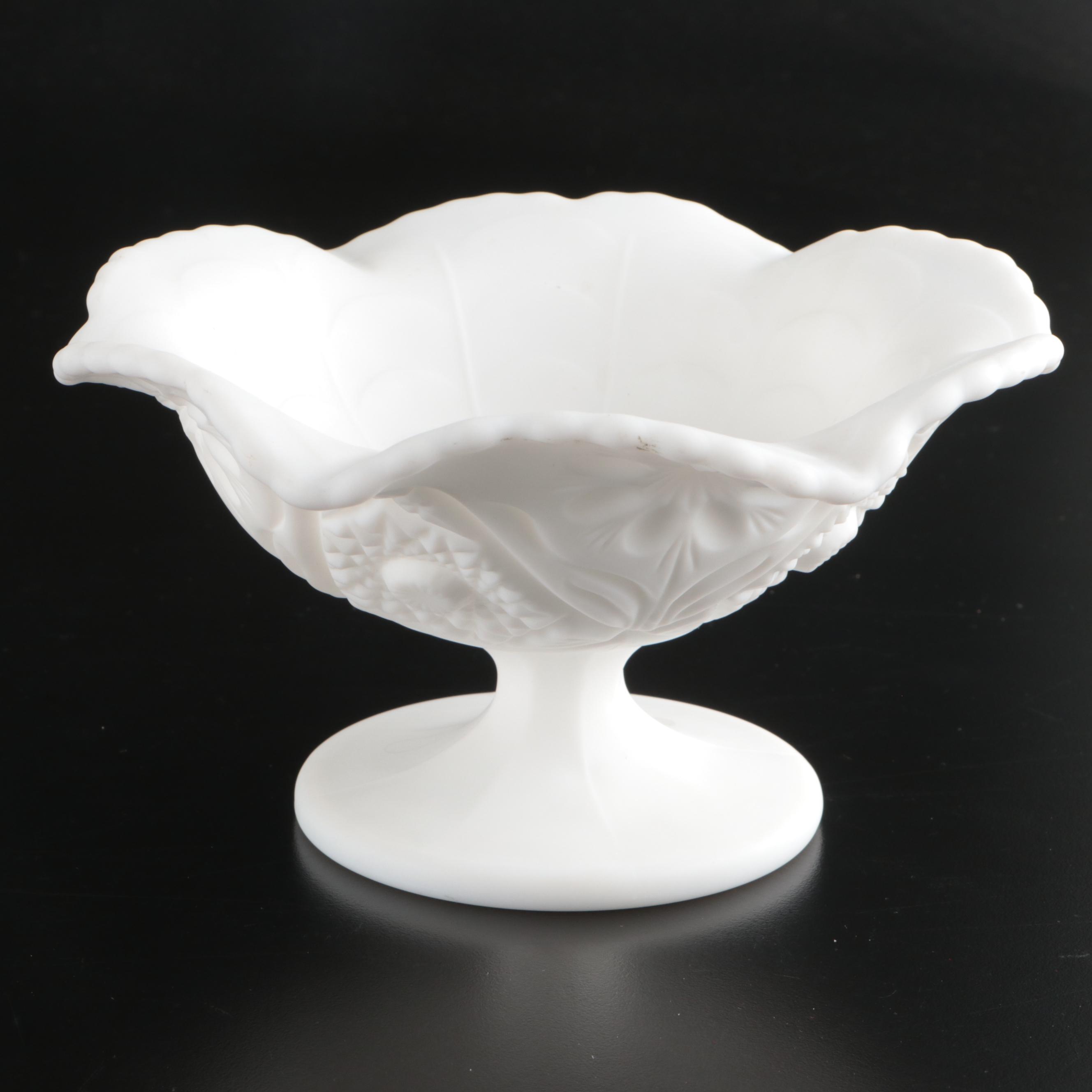 Imperial Milk Glass Seashell Compote, Candy Dishes and Other Pressed Glass Décor