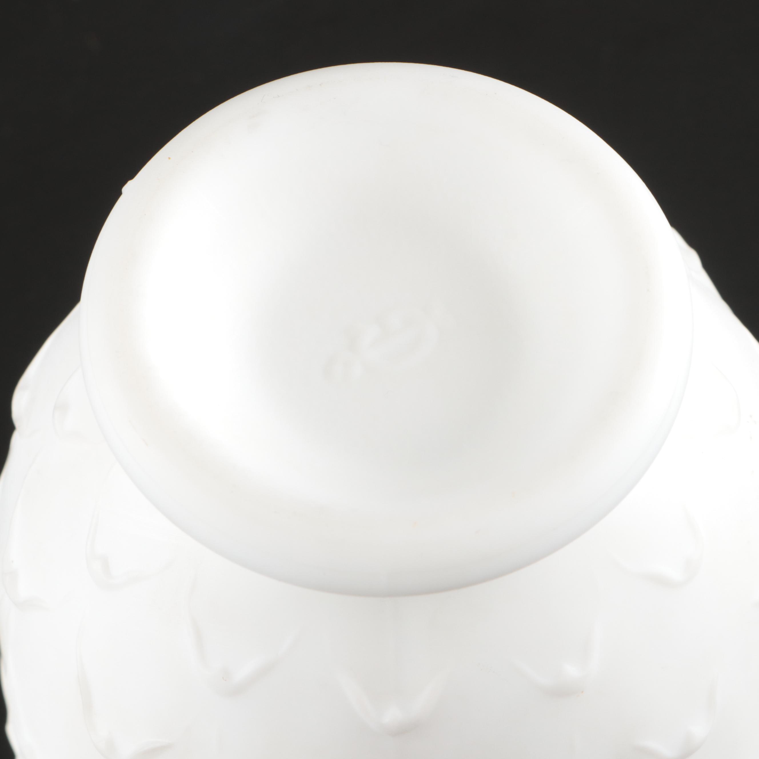 Imperial Milk Glass Seashell Compote, Candy Dishes and Other Pressed Glass Décor