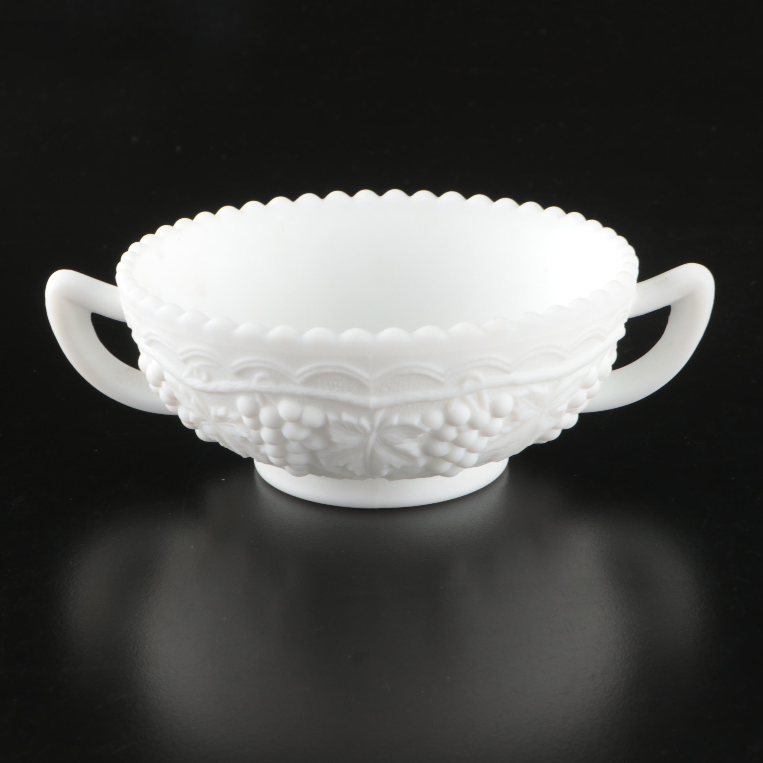 Imperial Milk Glass Seashell Compote, Candy Dishes and Other Pressed Glass Décor
