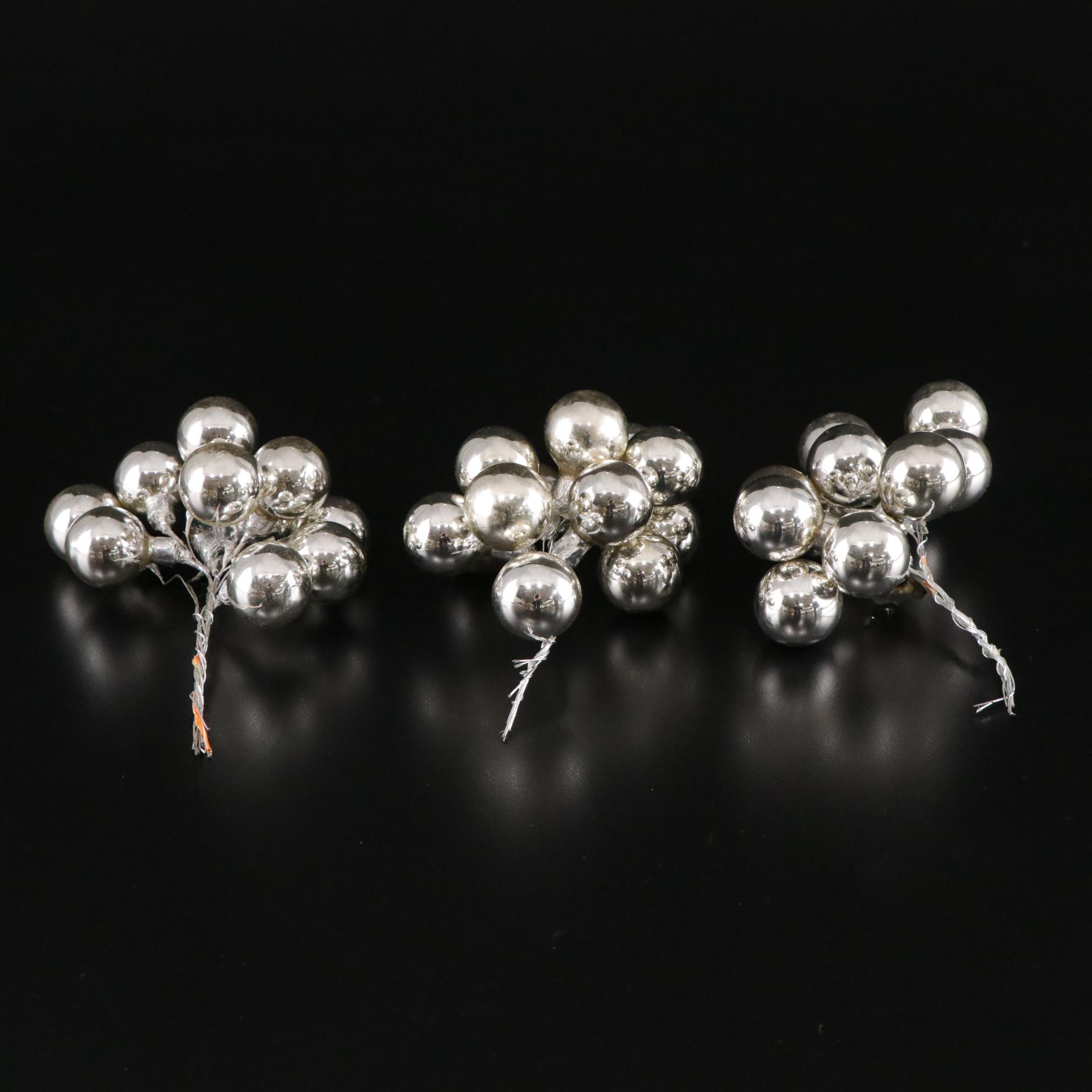 White Feather Tabletop Christmas Trees with Iridescent and Silver Ornaments