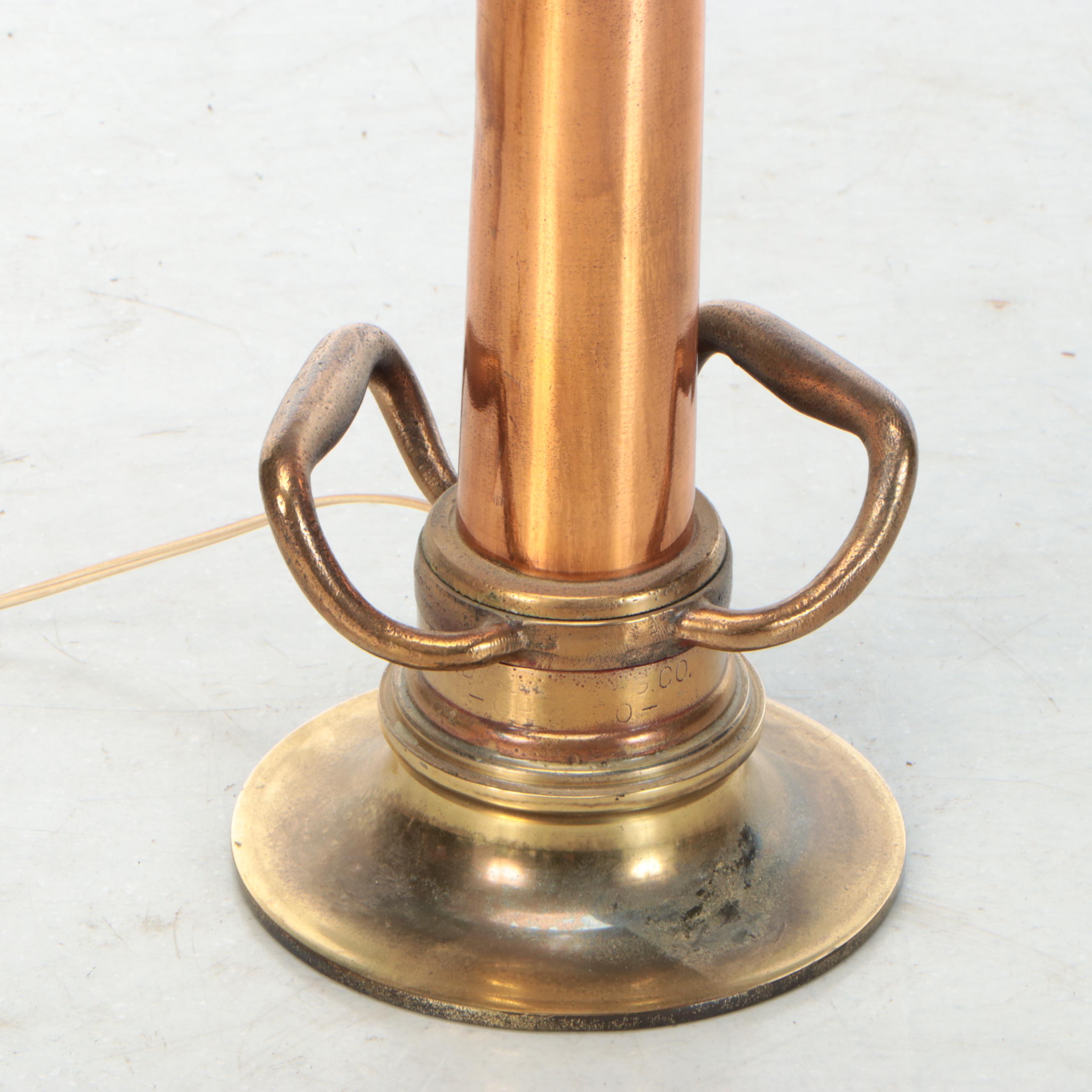Copper and Brass Firehose Nozzle Table Lamp