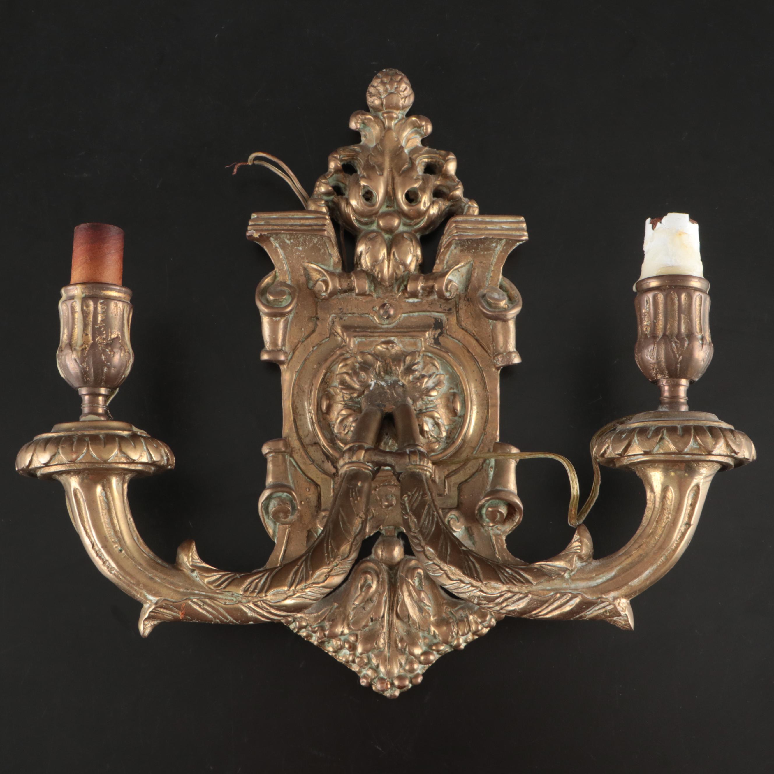 Maitland-Smith French Empire Style Handcast Brass Wall Sconces