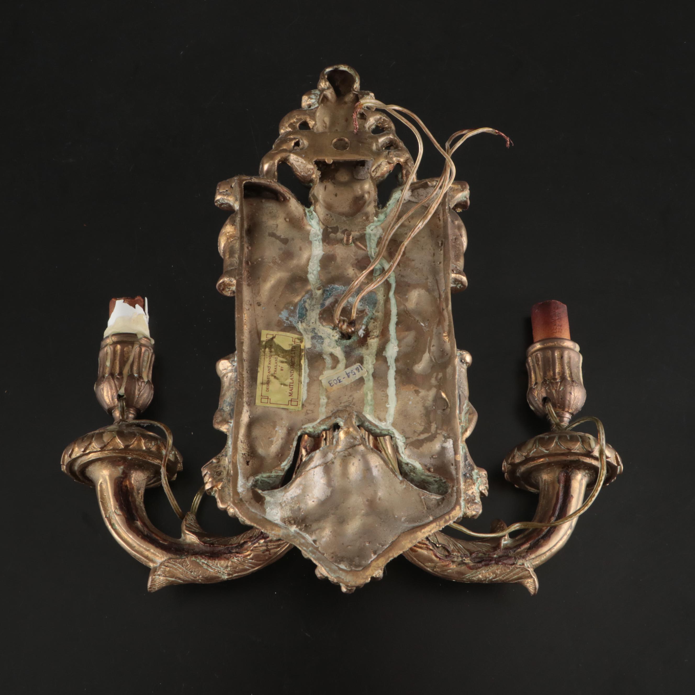 Maitland-Smith French Empire Style Handcast Brass Wall Sconces