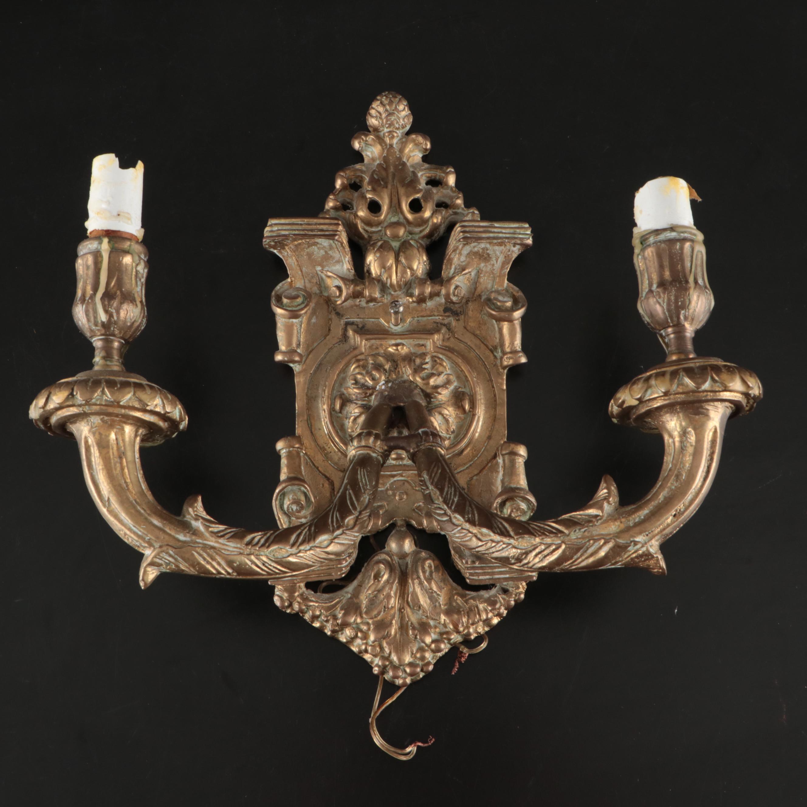 Maitland-Smith French Empire Style Handcast Brass Wall Sconces