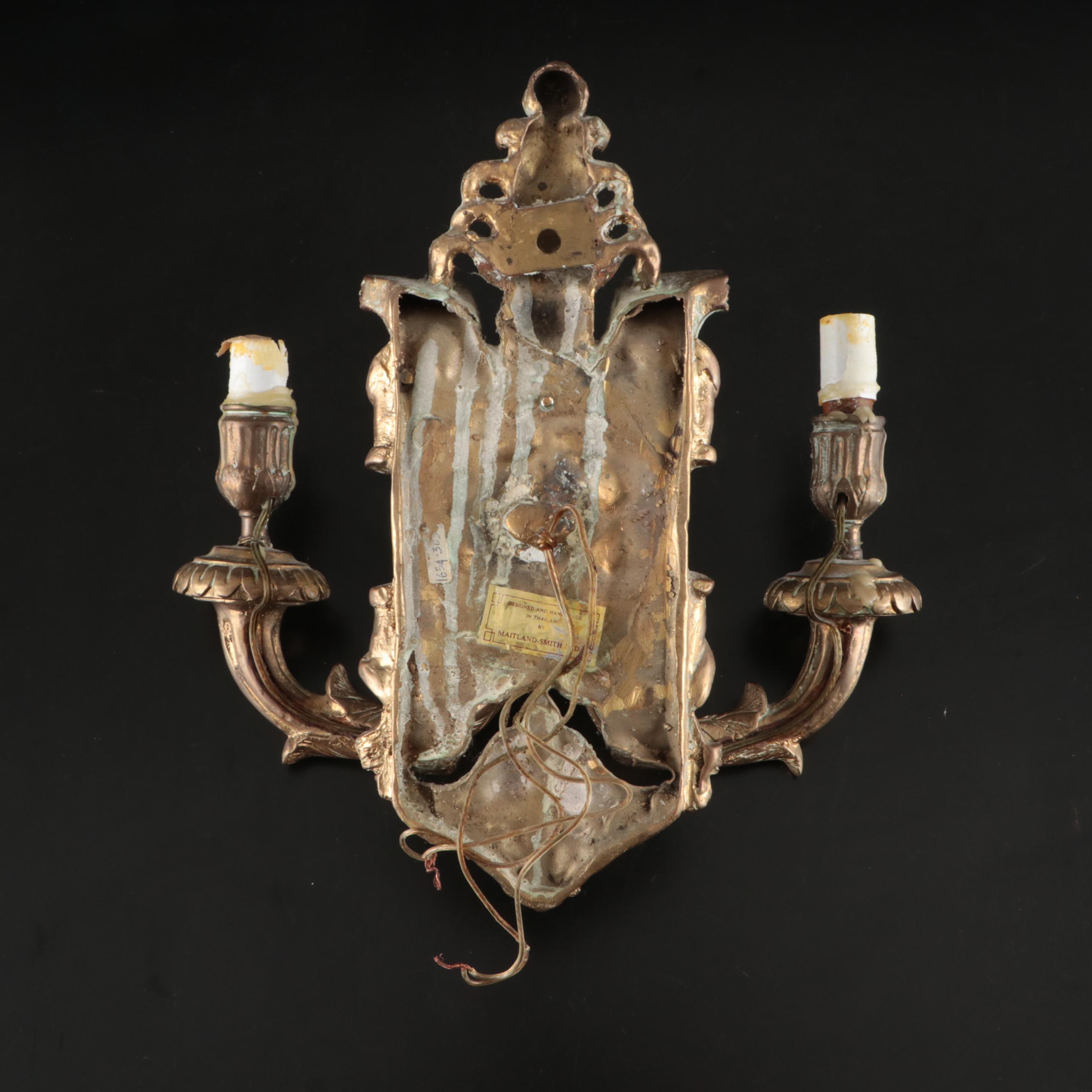 Maitland-Smith French Empire Style Handcast Brass Wall Sconces