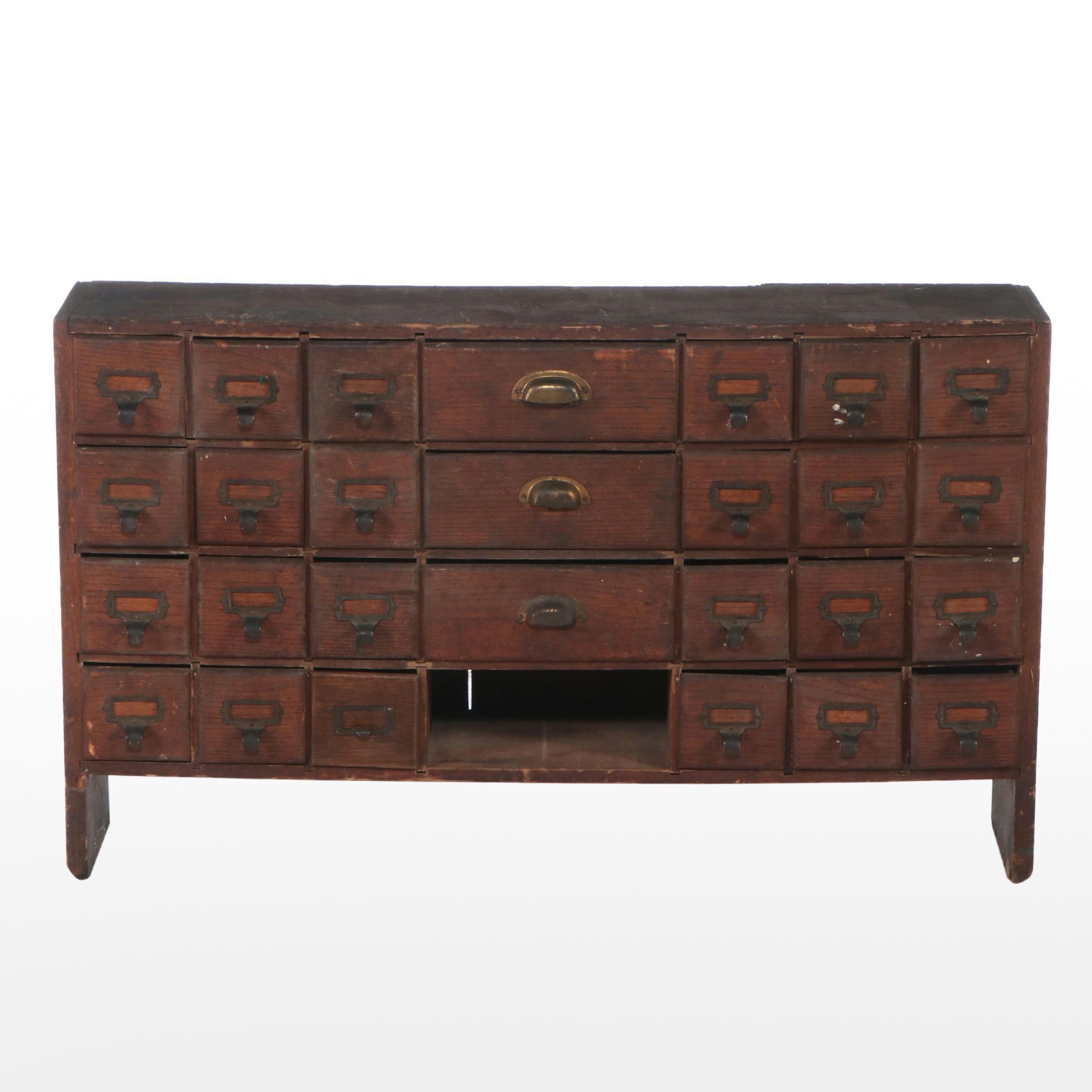 Antique Oak 27 Drawer File Cabinet