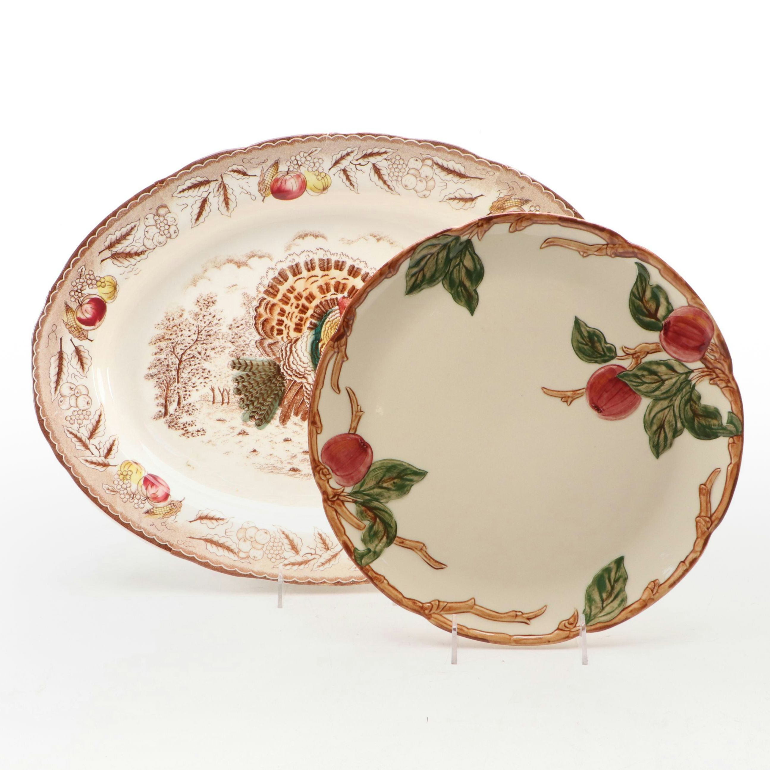 Franciscan "Apple" with Other Ceramic Tom Turkey Platter, 20th Century