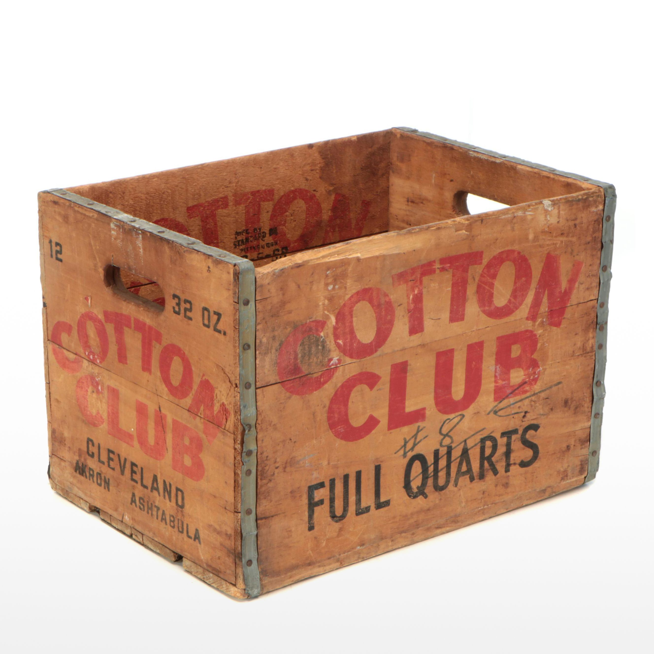 Cotton Club Wooden Advertising Crate, Mid-20th Century