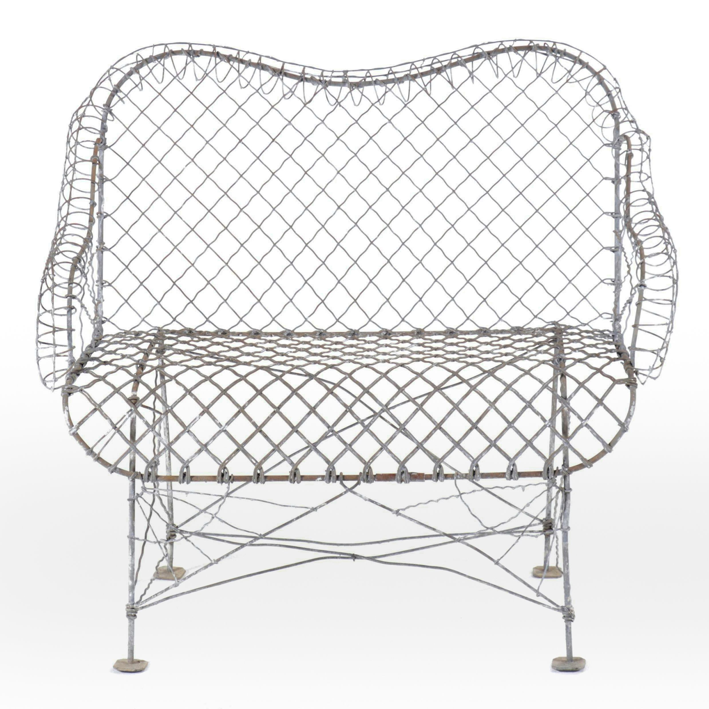 French Wire Style Garden Bench, 20th Century