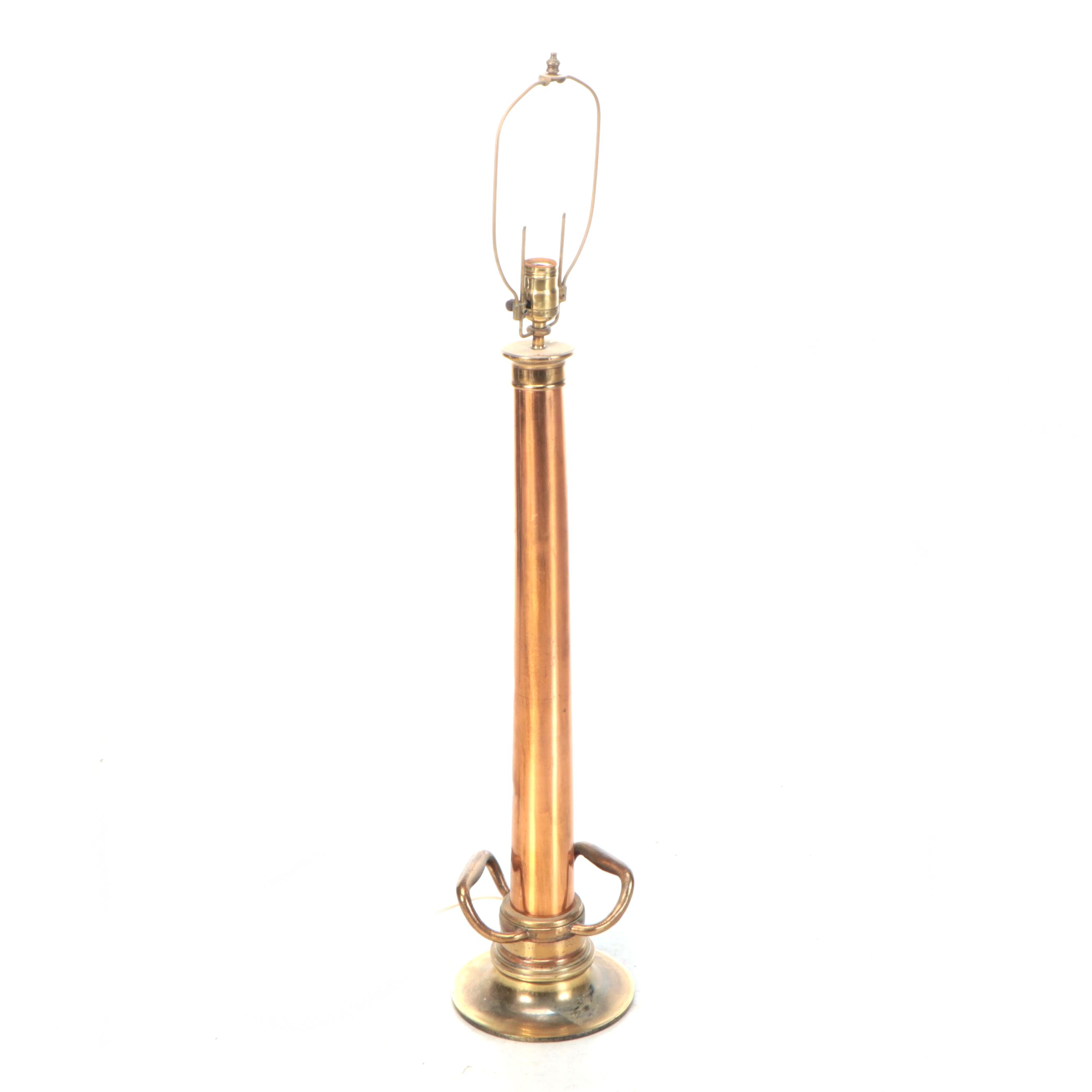 Copper and Brass Firehose Nozzle Table Lamp