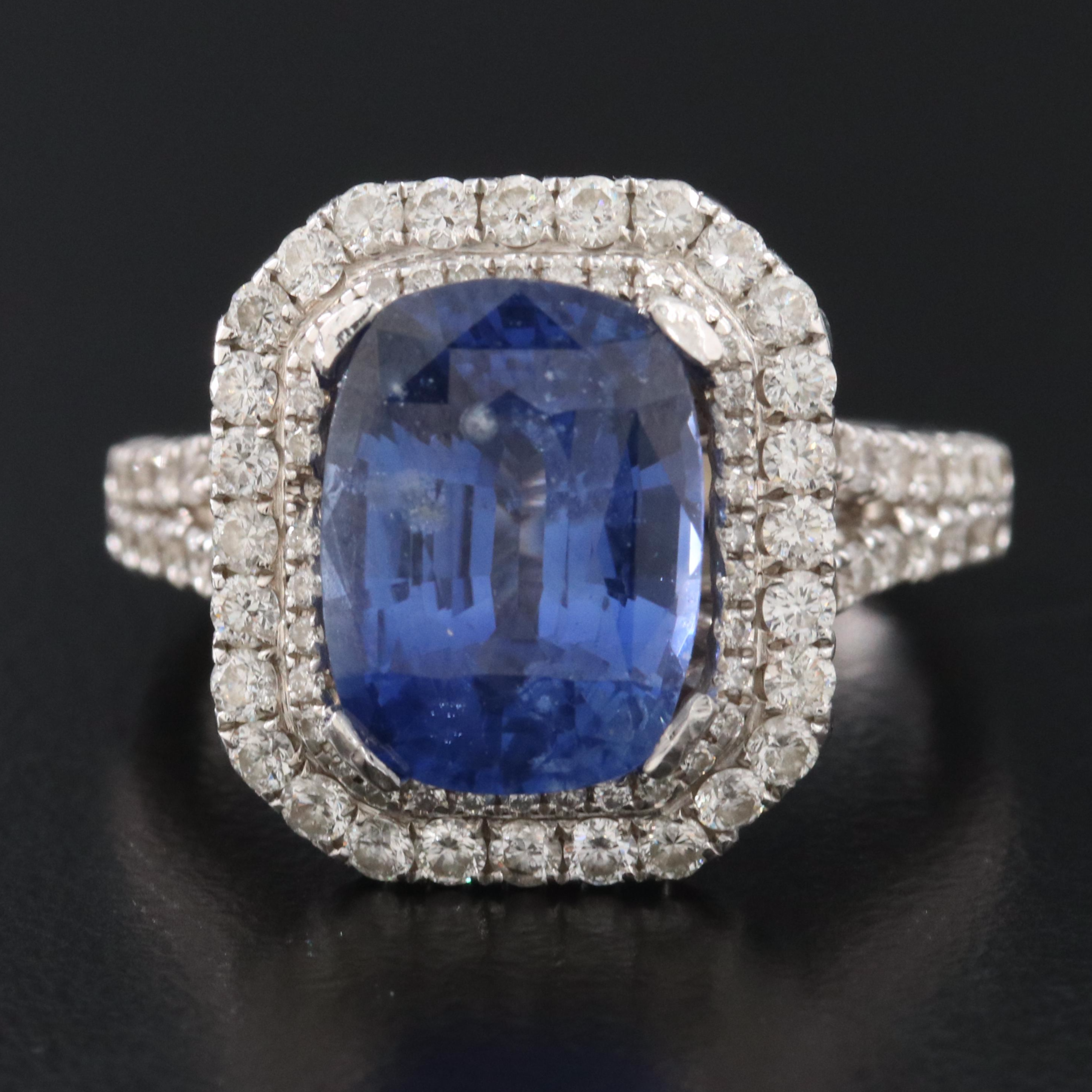 14K 6.02 CT Sapphire and Diamond Ring with GIA Report