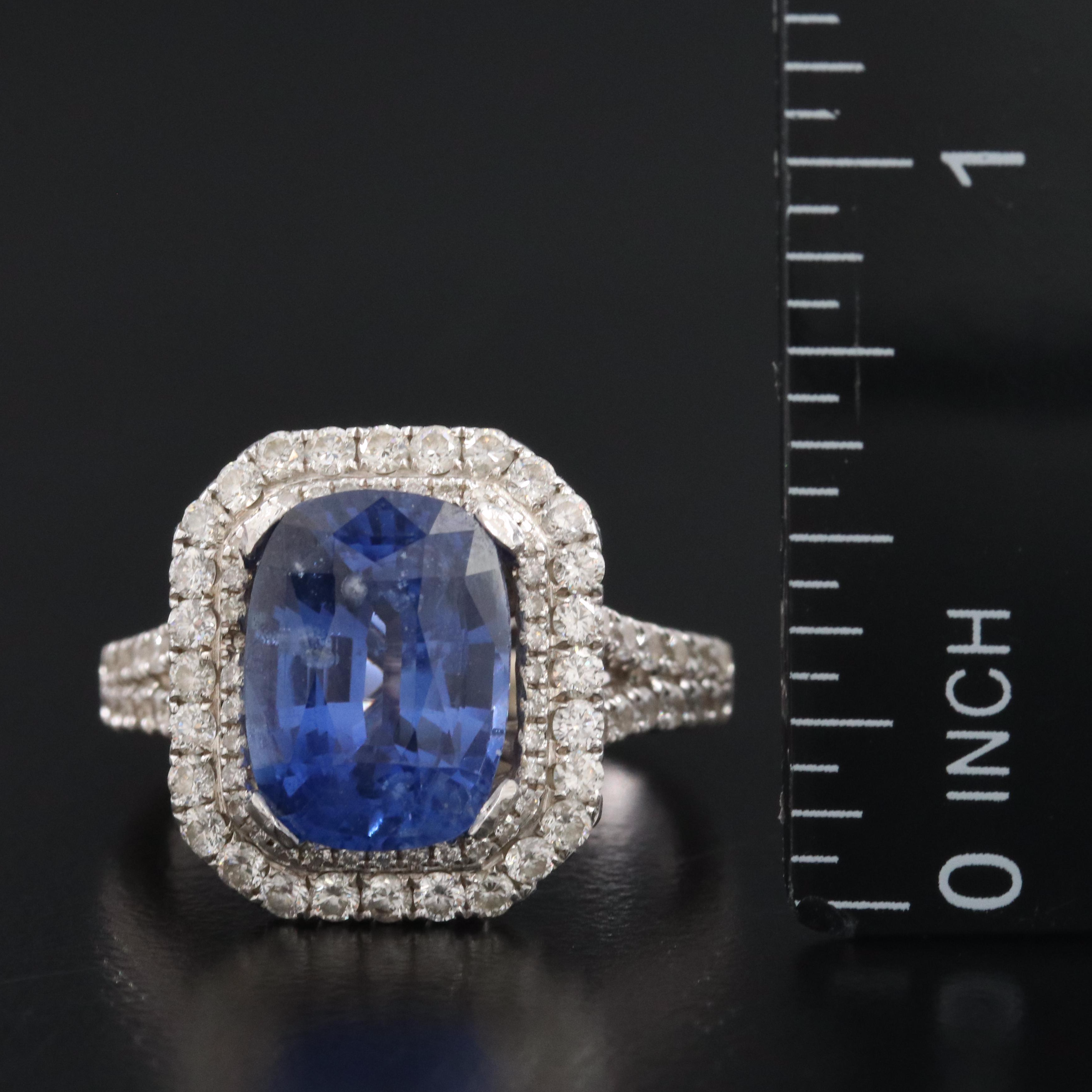 14K 6.02 CT Sapphire and Diamond Ring with GIA Report