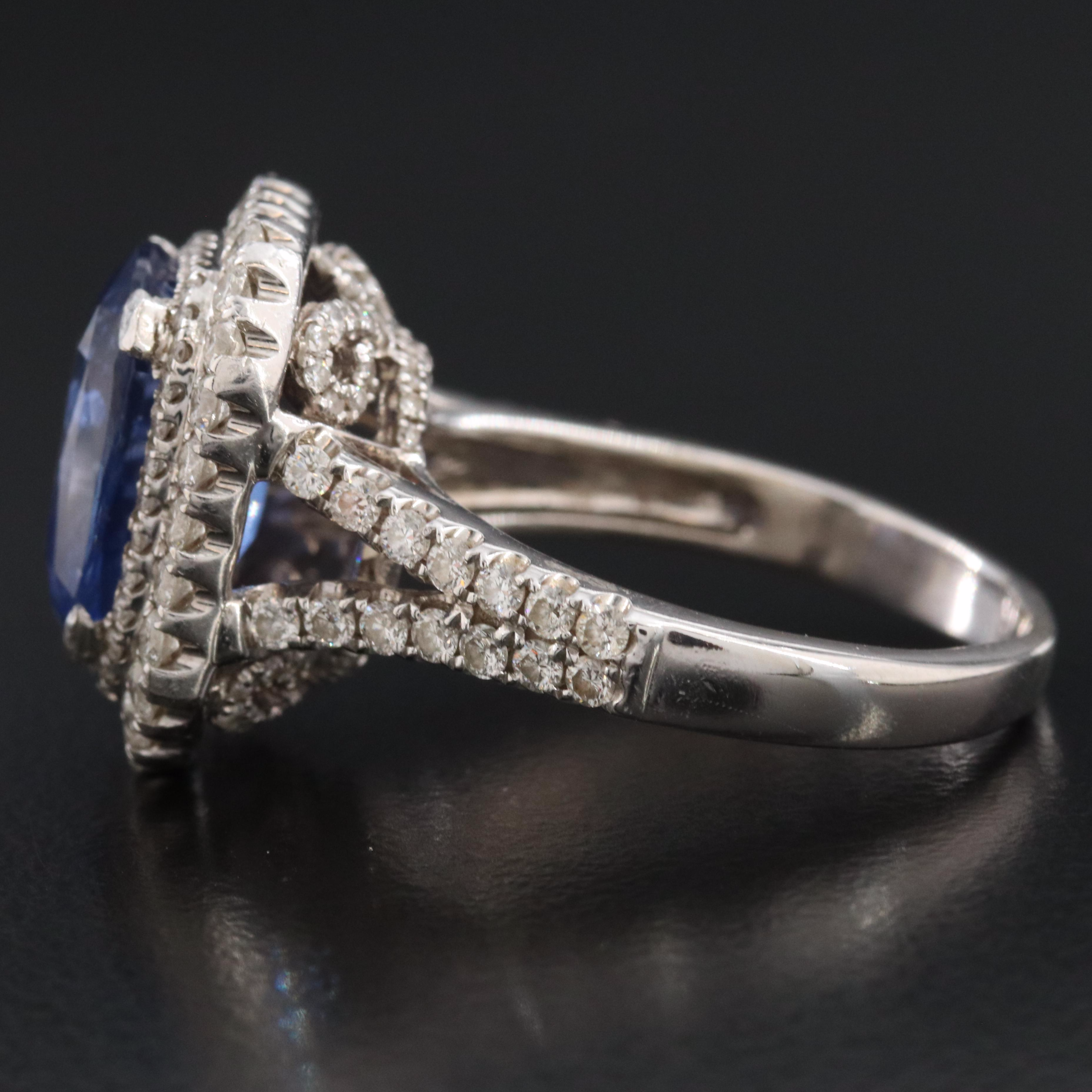 14K 6.02 CT Sapphire and Diamond Ring with GIA Report