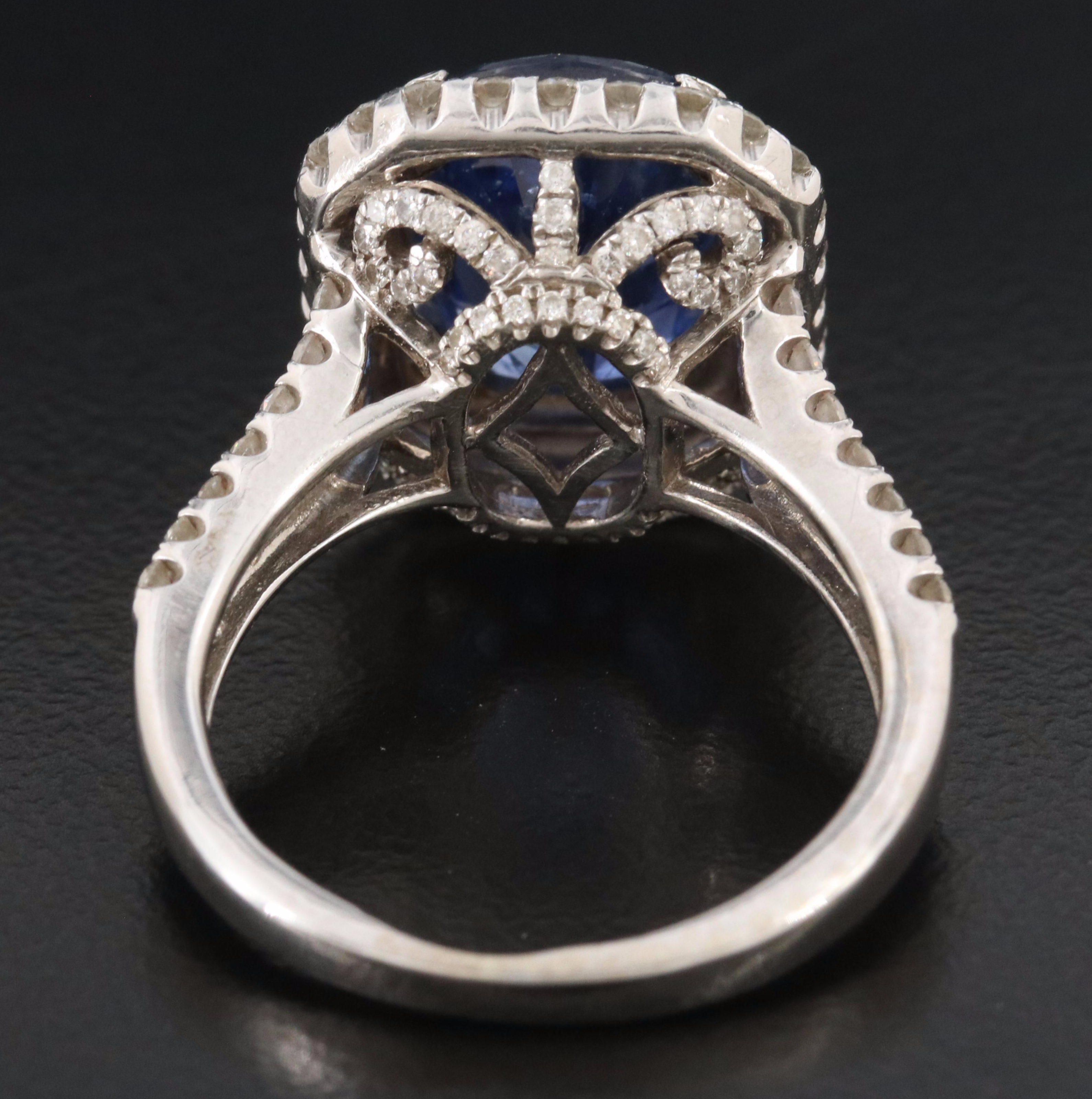 14K 6.02 CT Sapphire and Diamond Ring with GIA Report