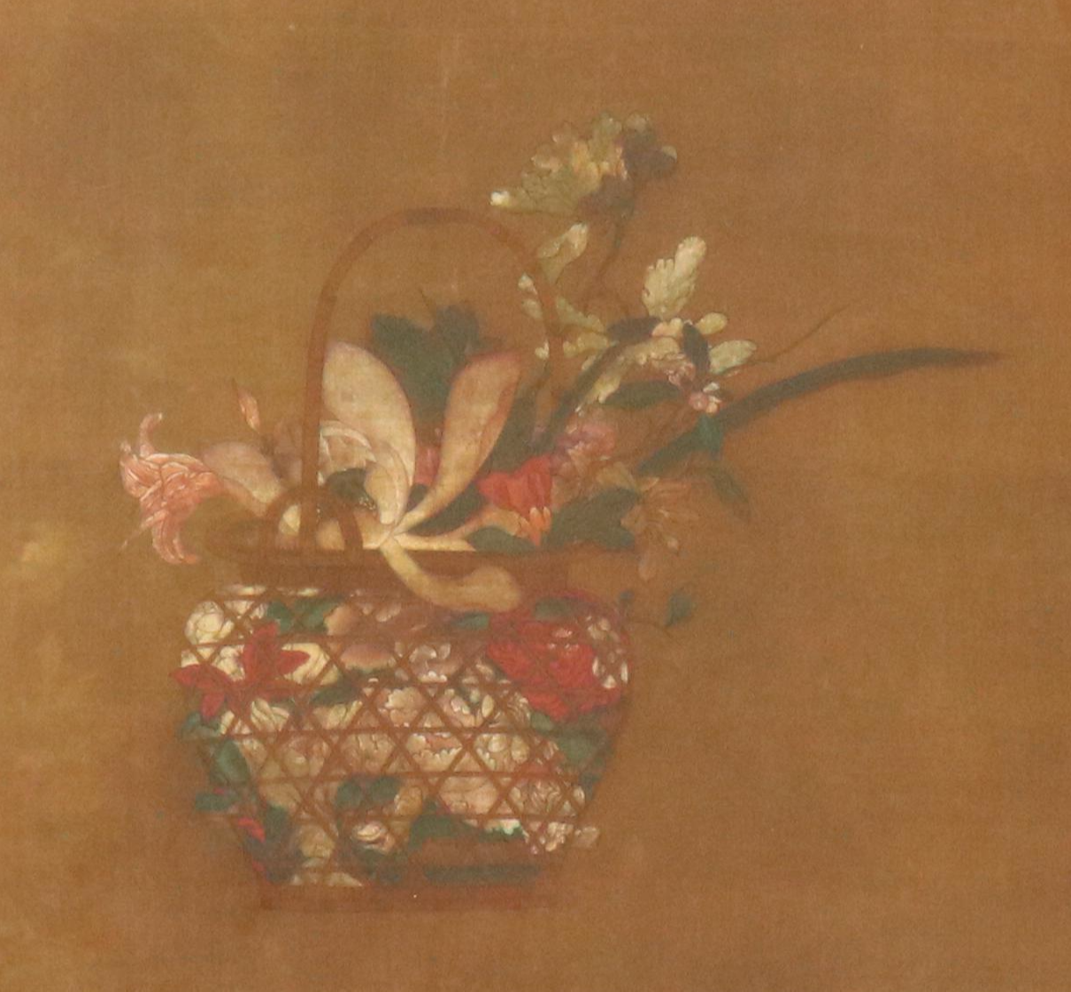 Offset Lithograph After Chinese Flower Basket Painting