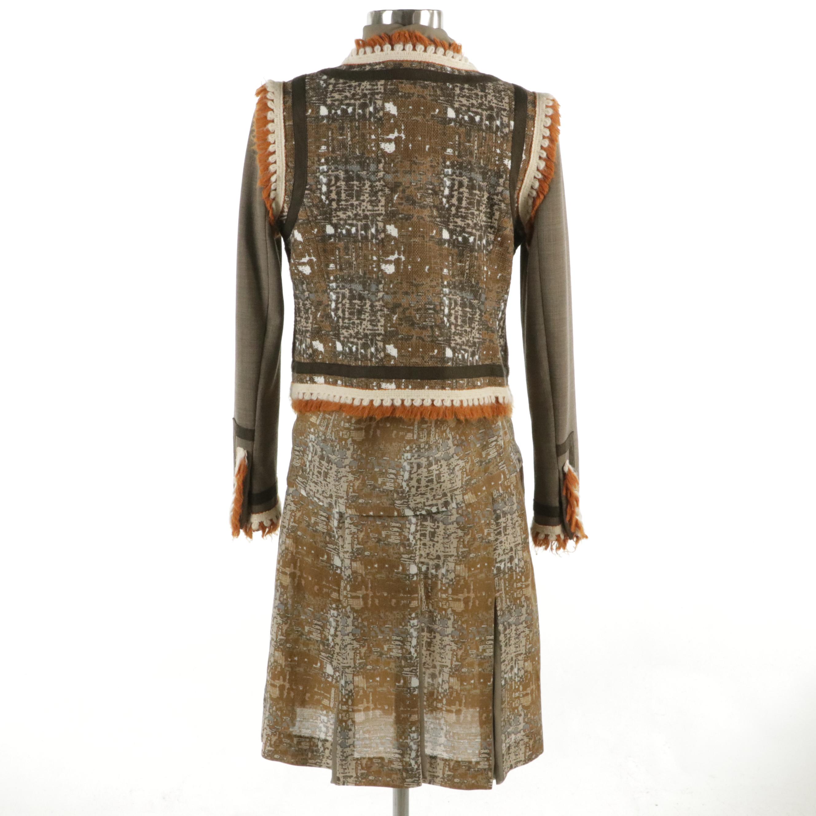 Tory Burch Three-Piece Skirt Set in Silk and Wool Blend