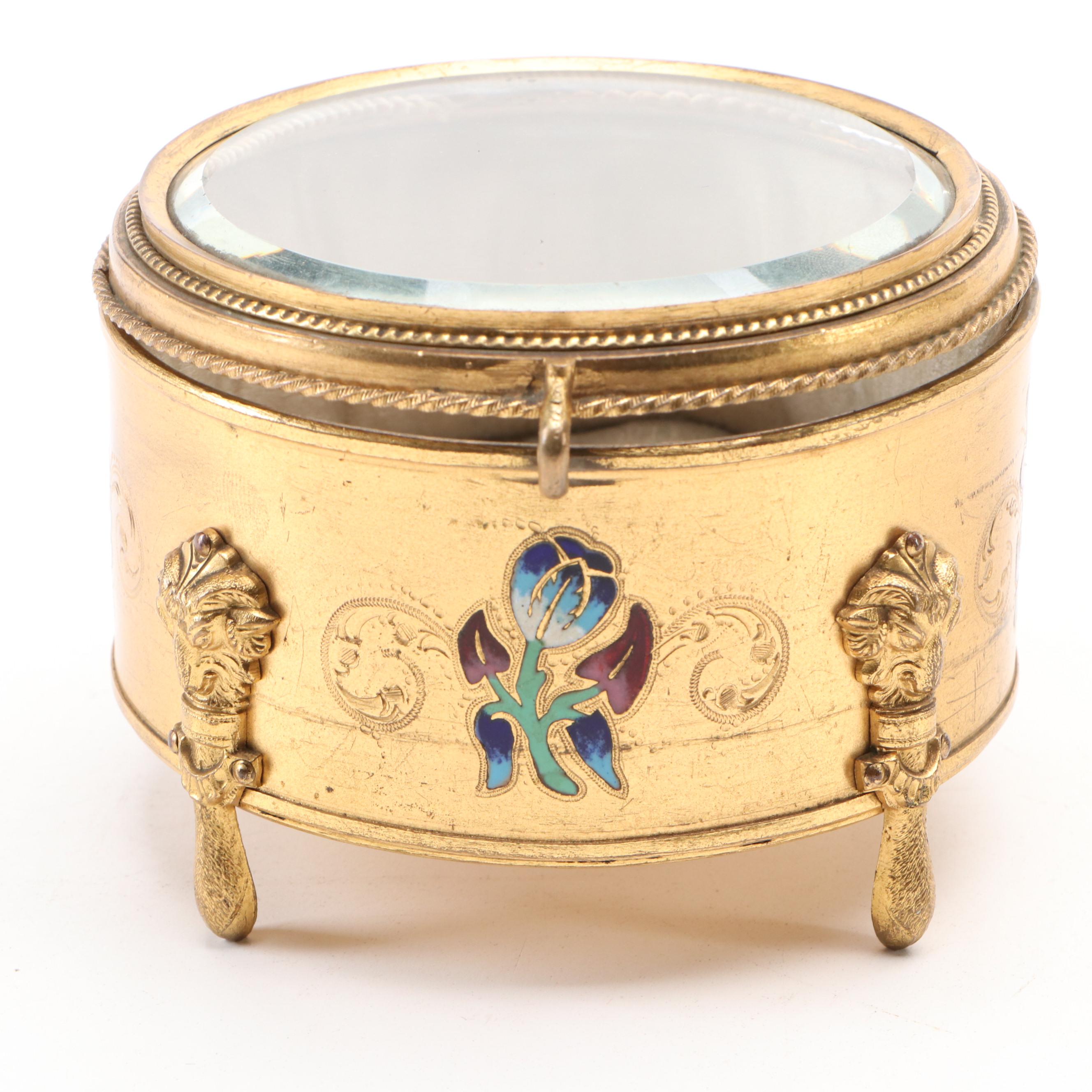 Gilt Bronze and Enamel Jewelry Display Case, Late 19th/Early 20th Century
