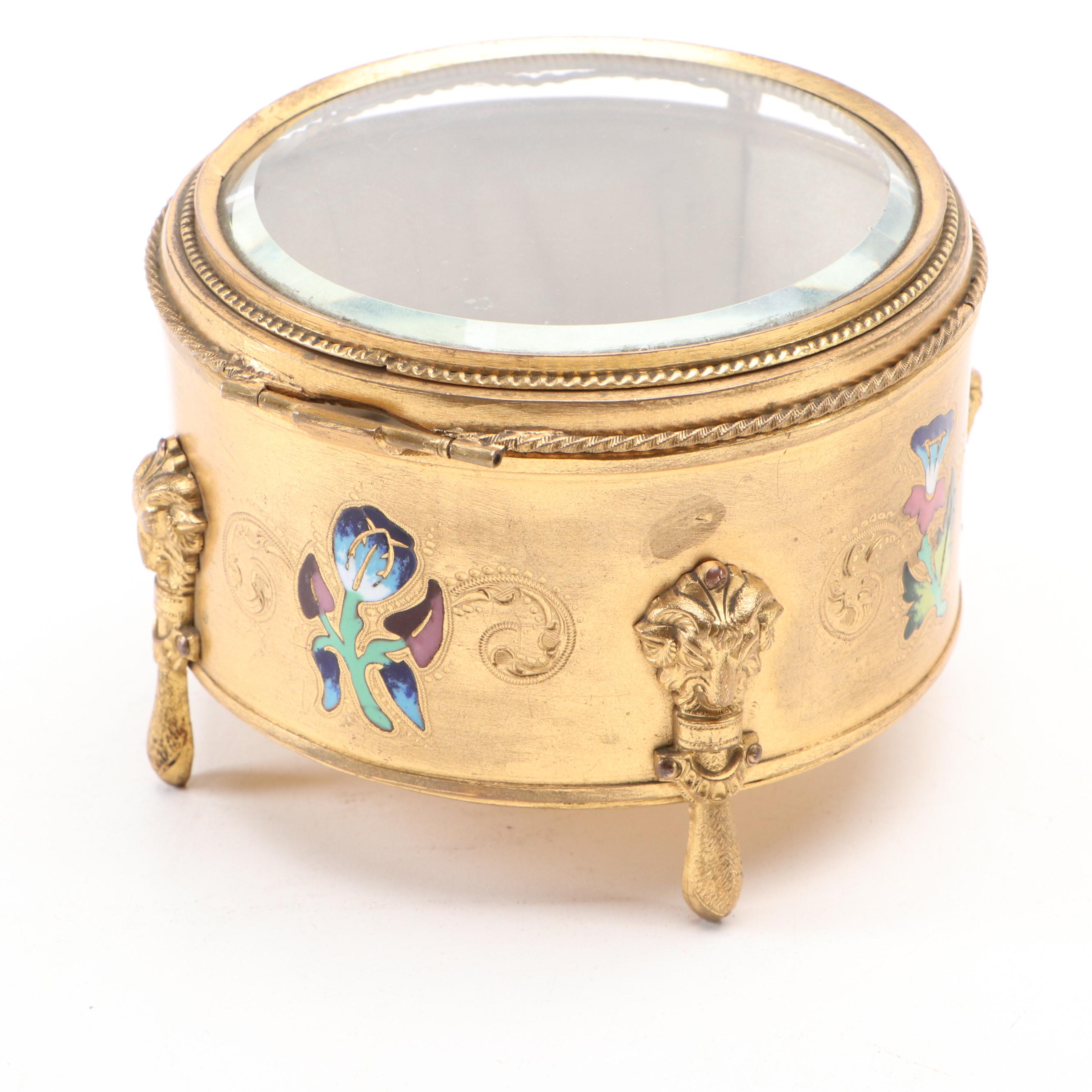Gilt Bronze and Enamel Jewelry Display Case, Late 19th/Early 20th Century