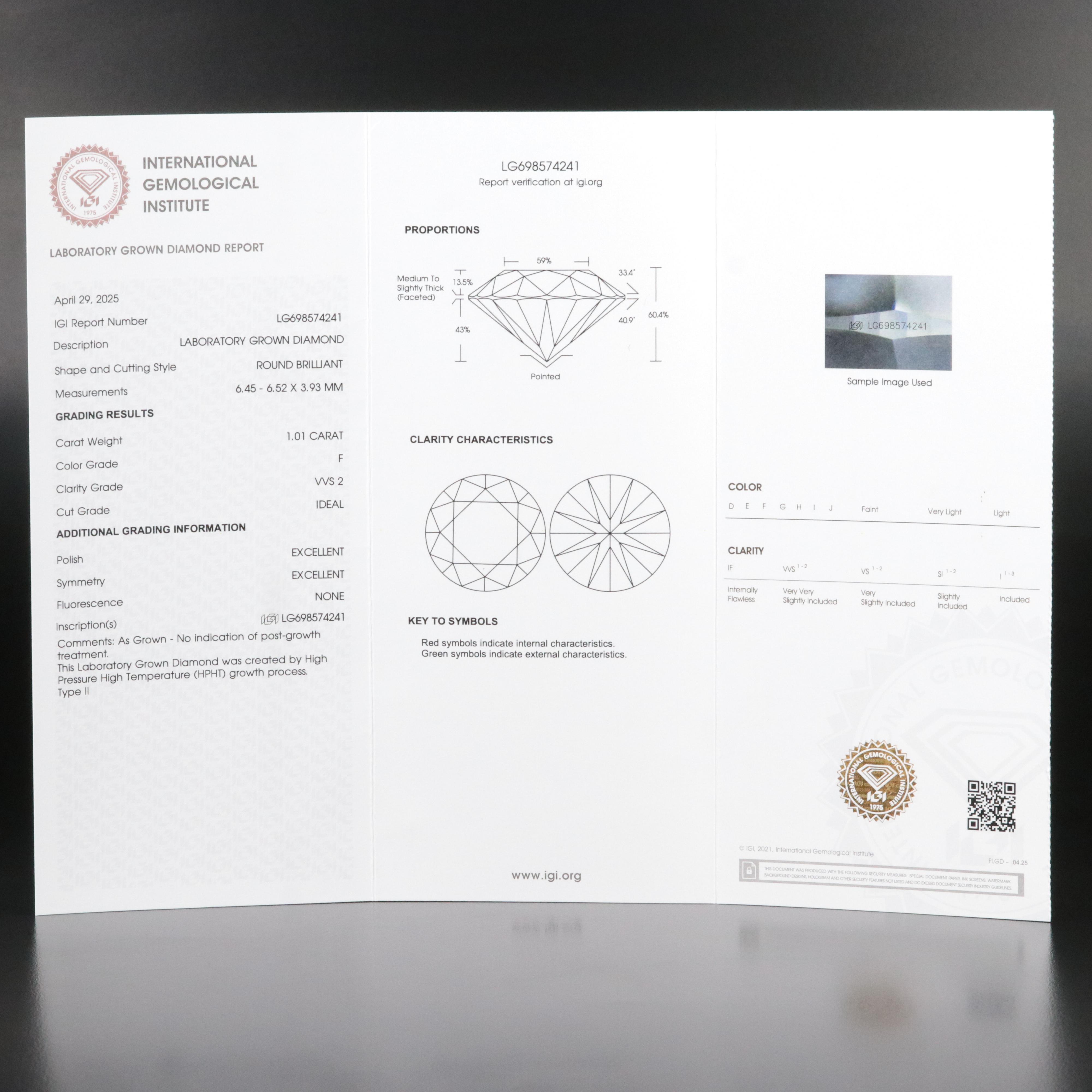 14K 1.01 CT Lab Grown Diamond Solitaire Ring with IGI Report