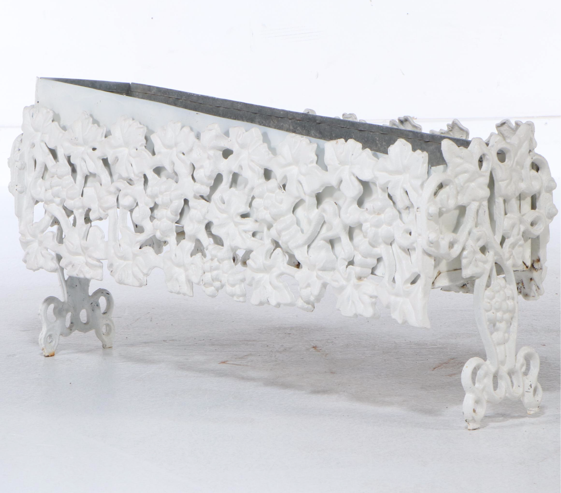 White Painted Cast Iron Grape Vine Planter