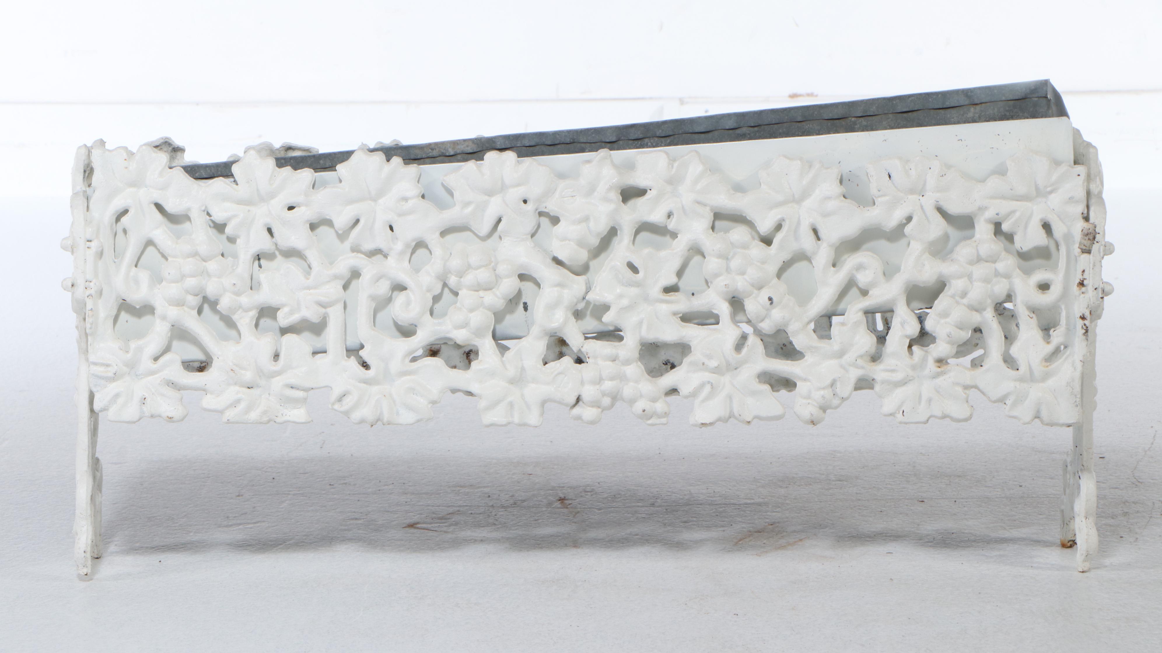 White Painted Cast Iron Grape Vine Planter