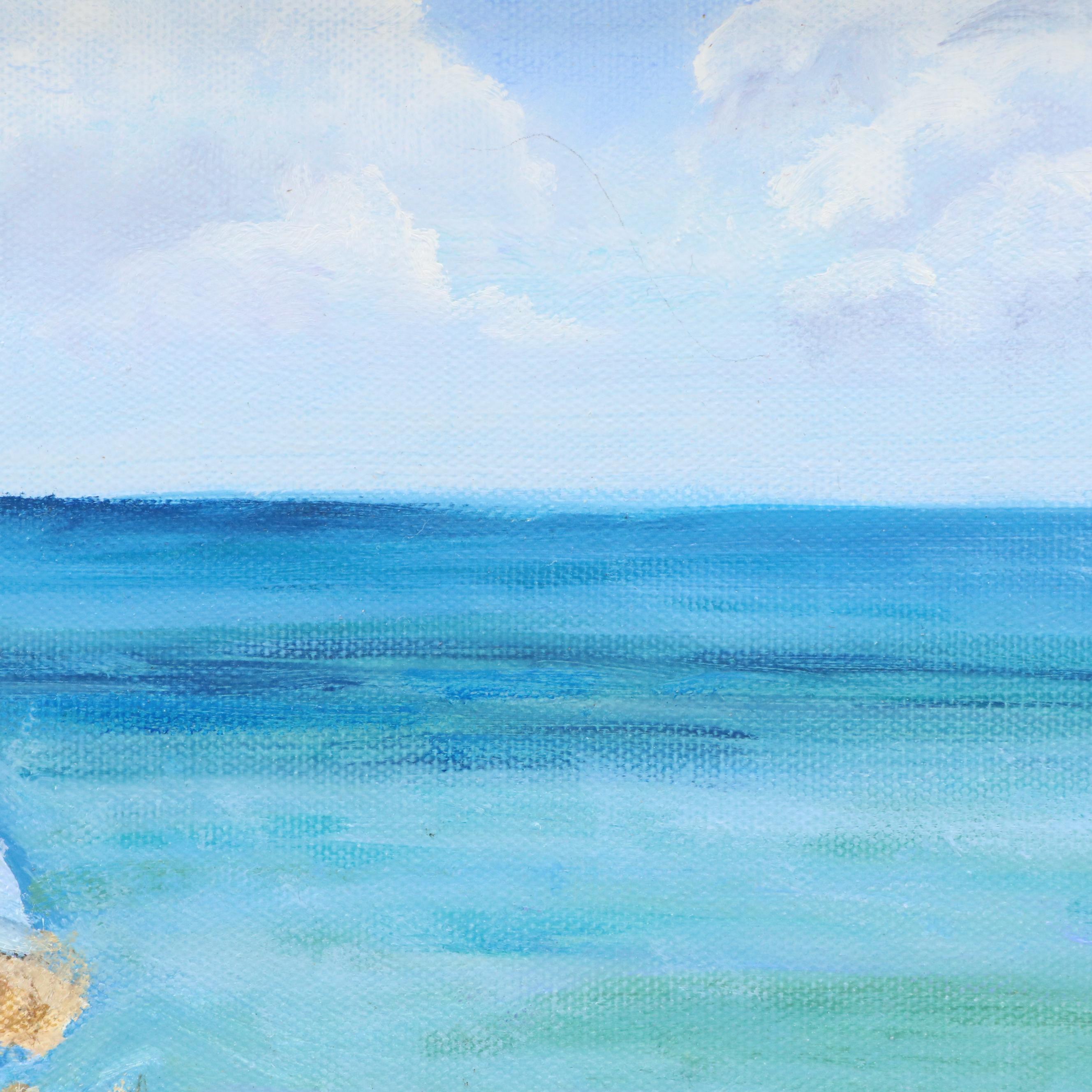 Beach Scene with Two Children Oil Painting, 2004