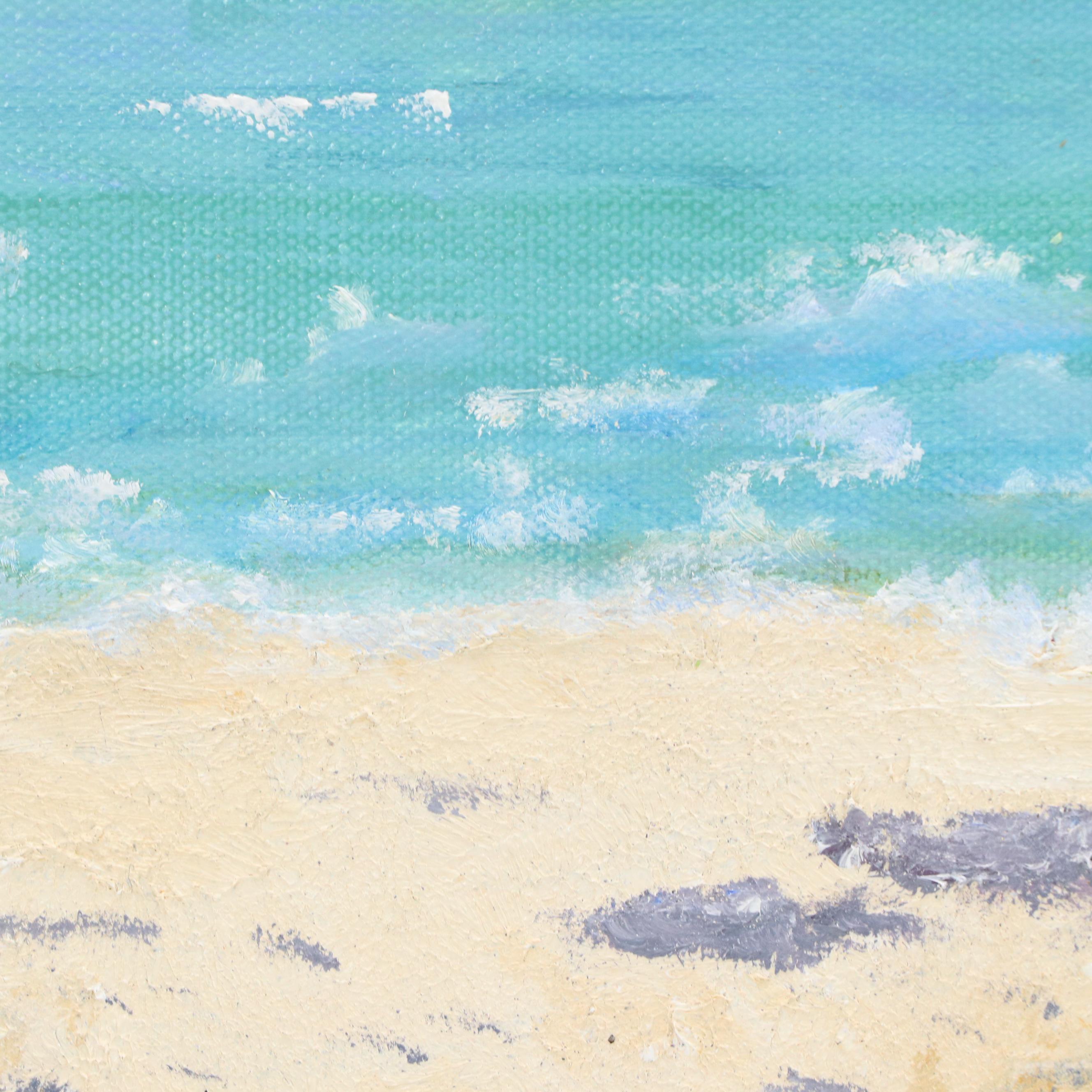 Beach Scene with Two Children Oil Painting, 2004