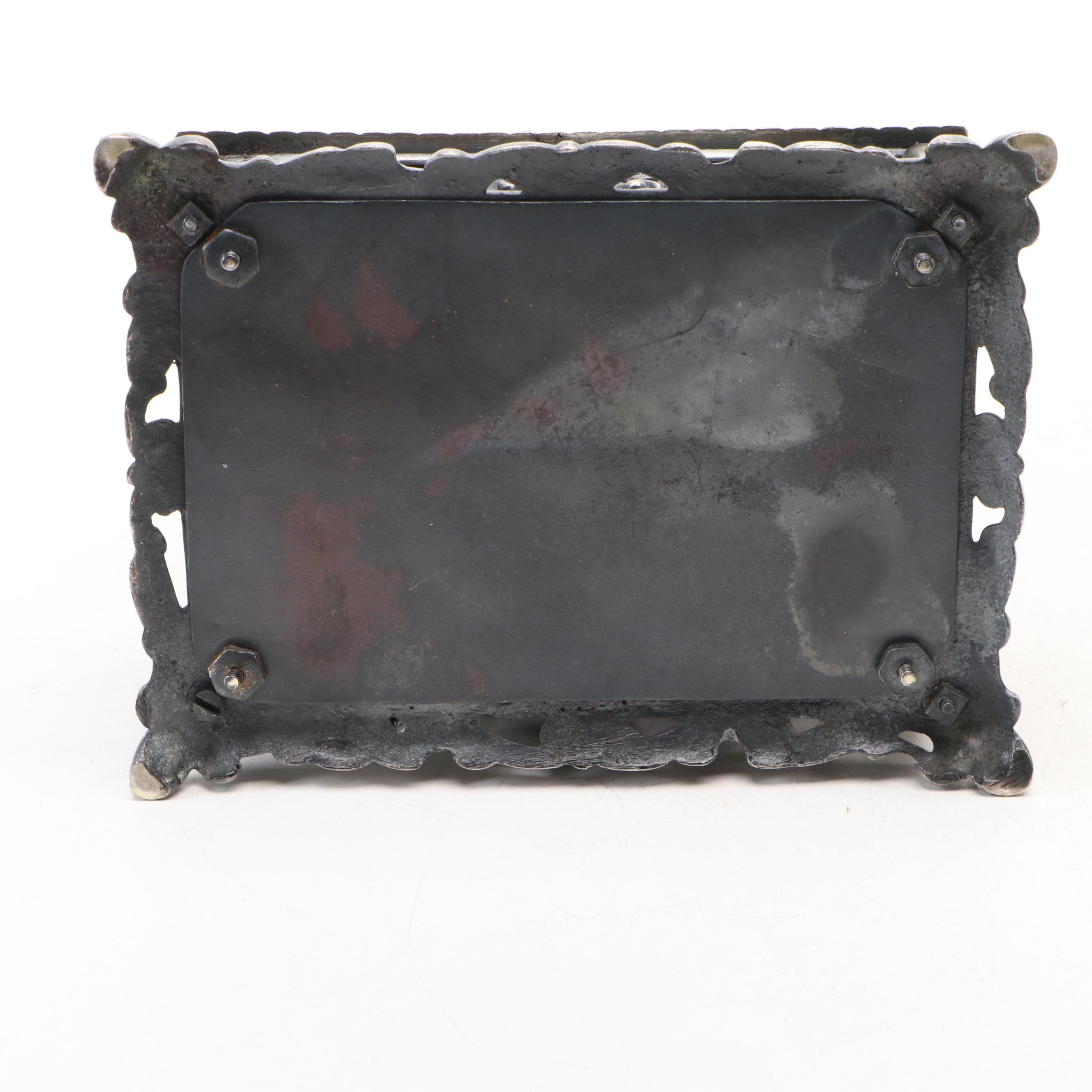 Continental Style Metal Lidded Box with Nude Figure