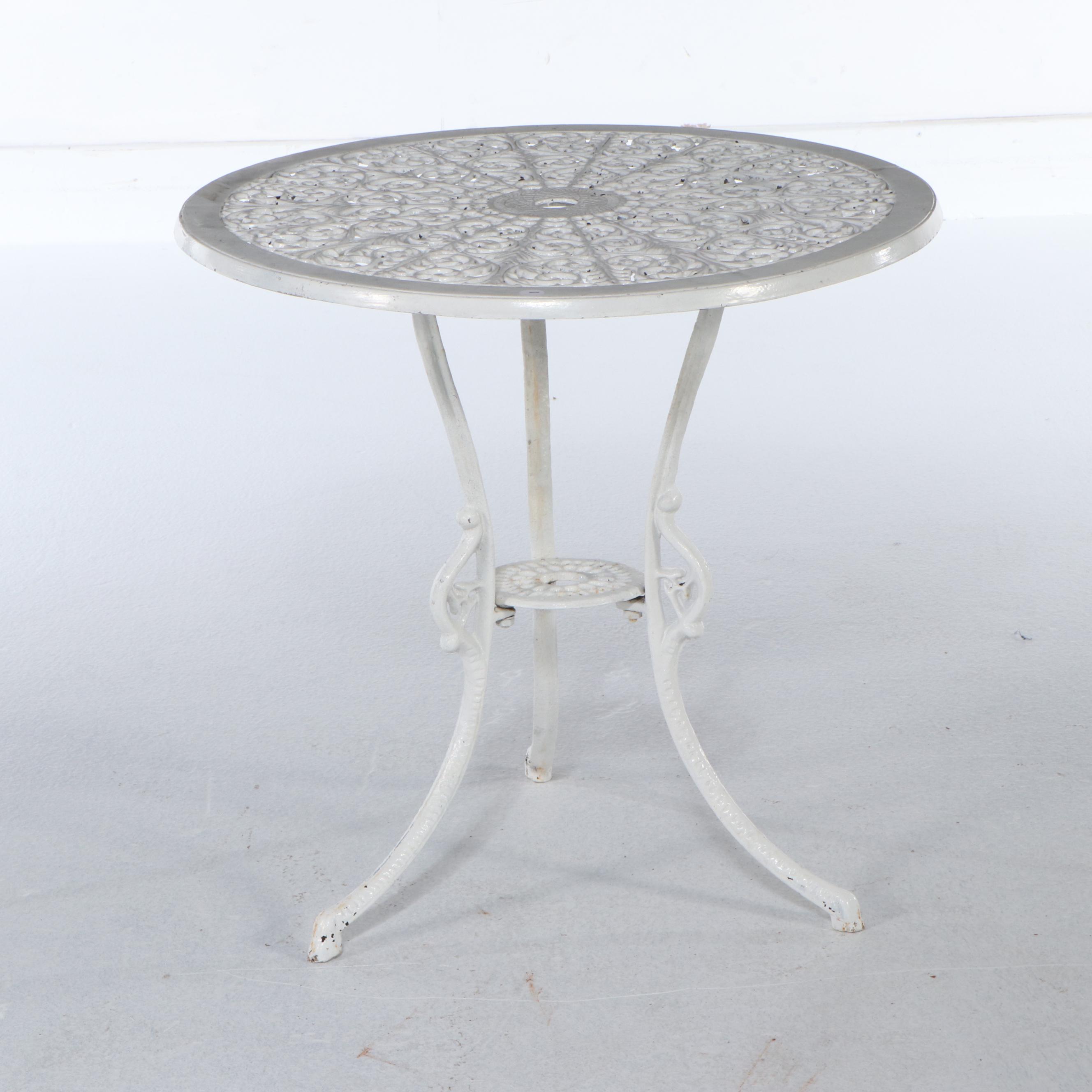 Victorian Style White Painted Cast Iron Patio Bistro Dining Set