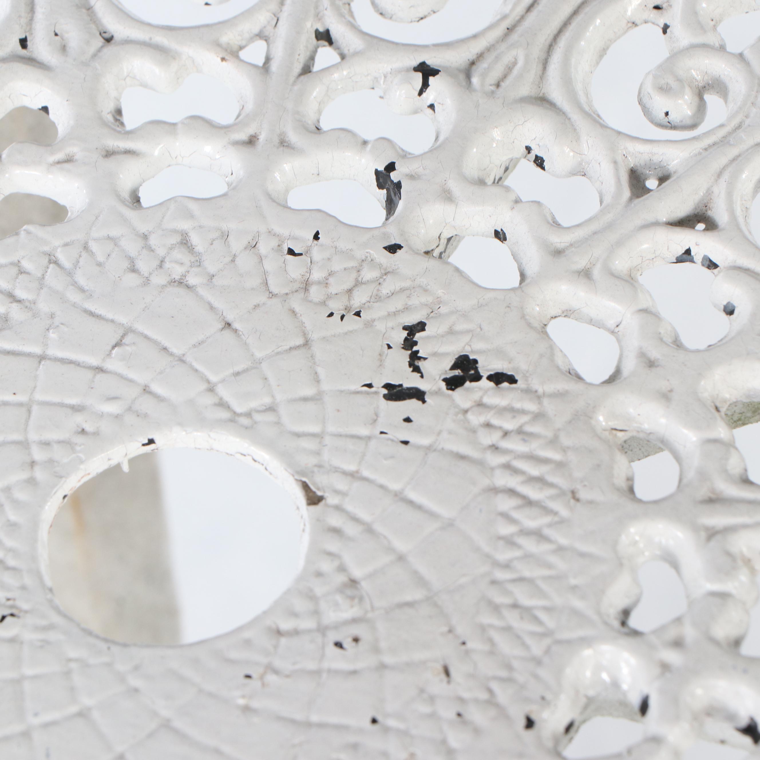 Victorian Style White Painted Cast Iron Patio Bistro Dining Set