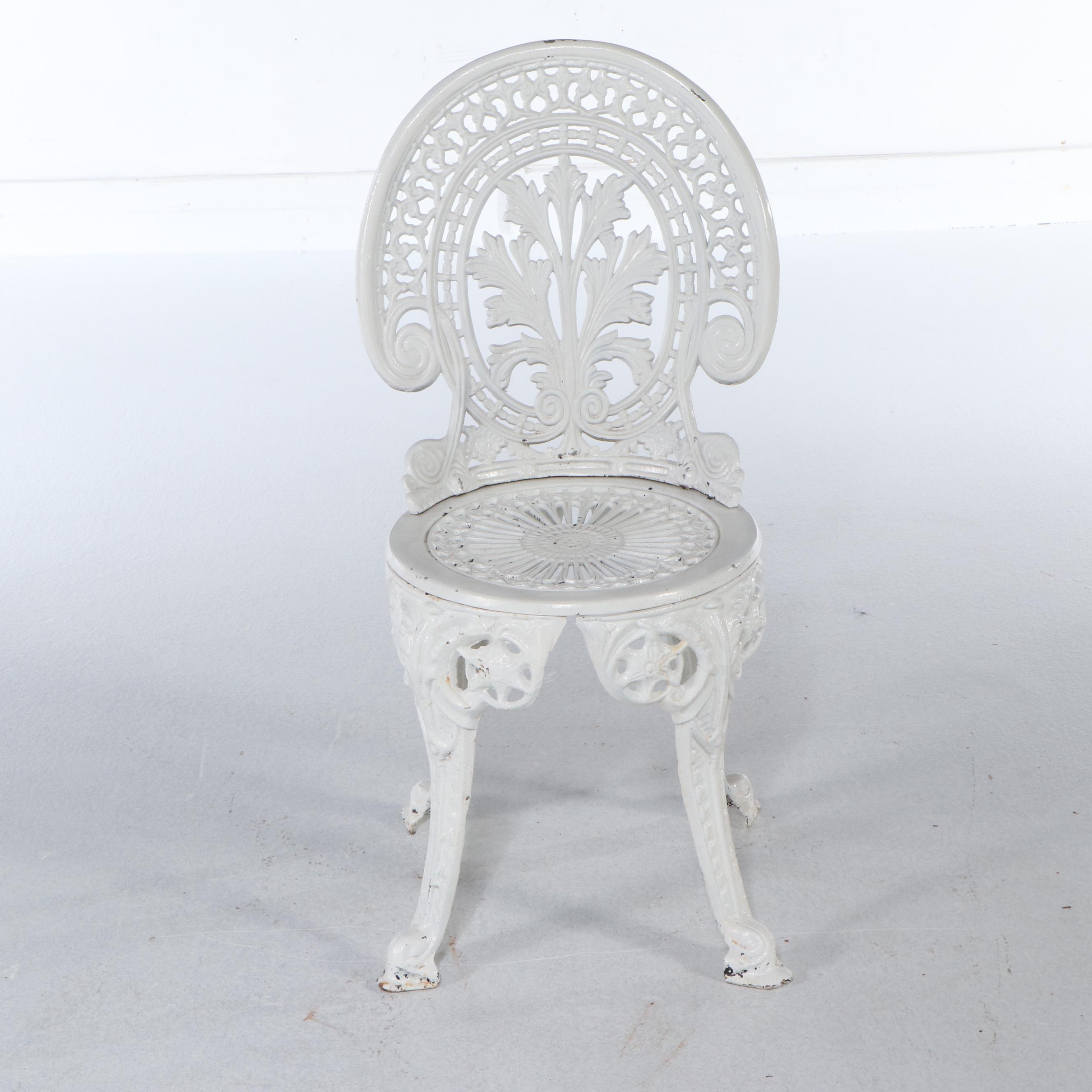 Victorian Style White Painted Cast Iron Patio Bistro Dining Set