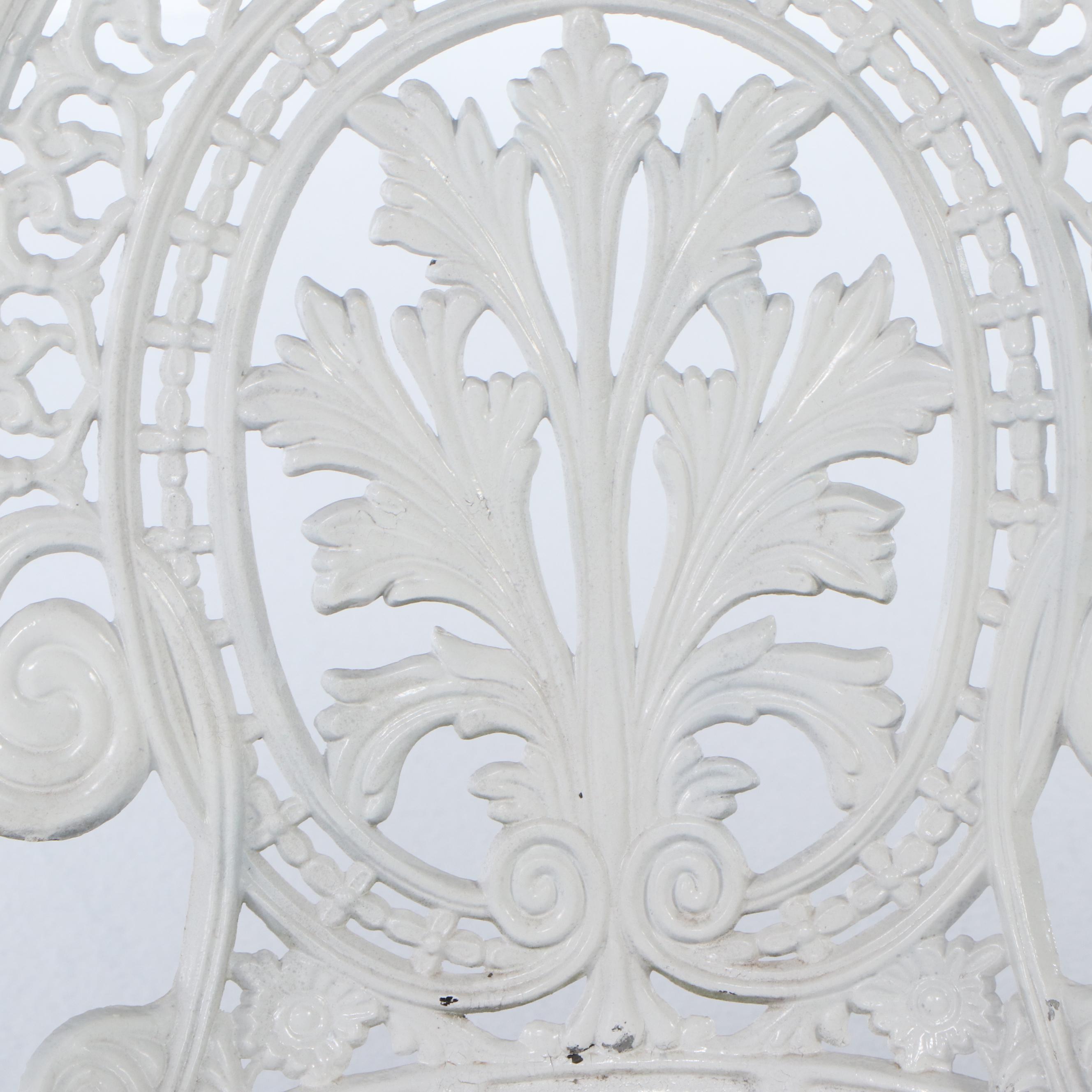 Victorian Style White Painted Cast Iron Patio Bistro Dining Set