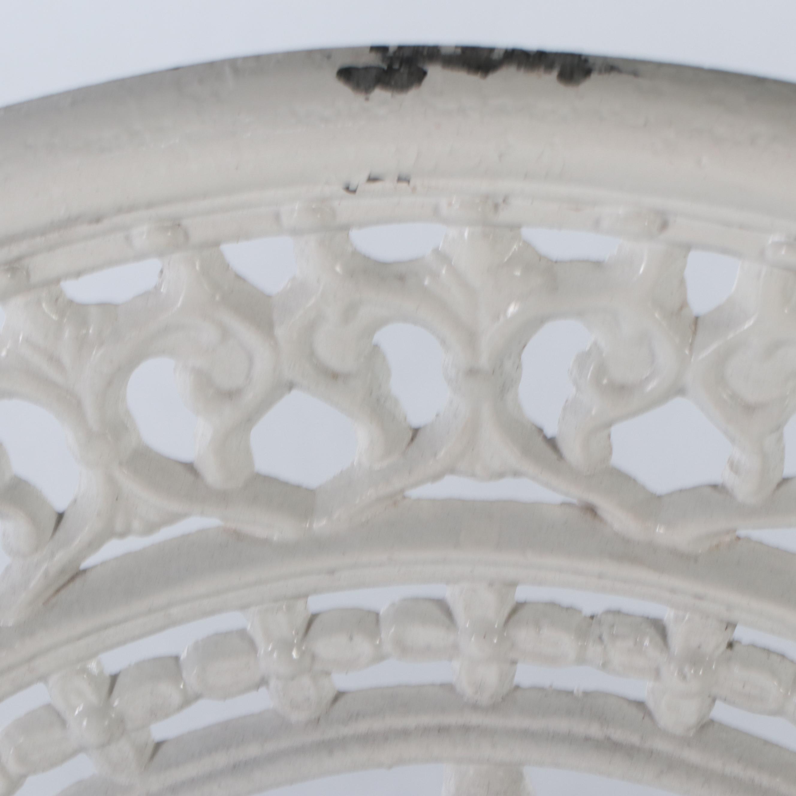 Victorian Style White Painted Cast Iron Patio Bistro Dining Set