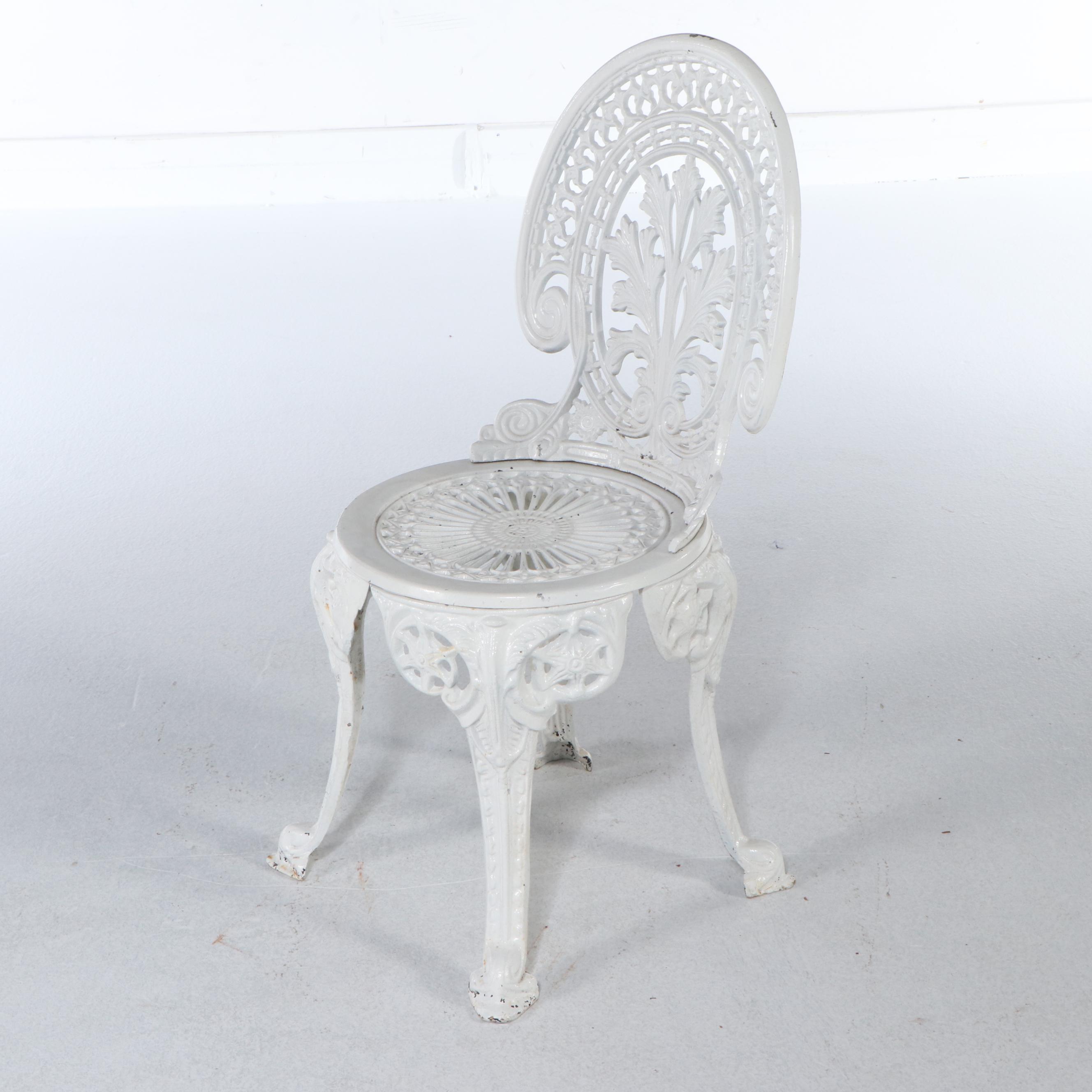 Victorian Style White Painted Cast Iron Patio Bistro Dining Set