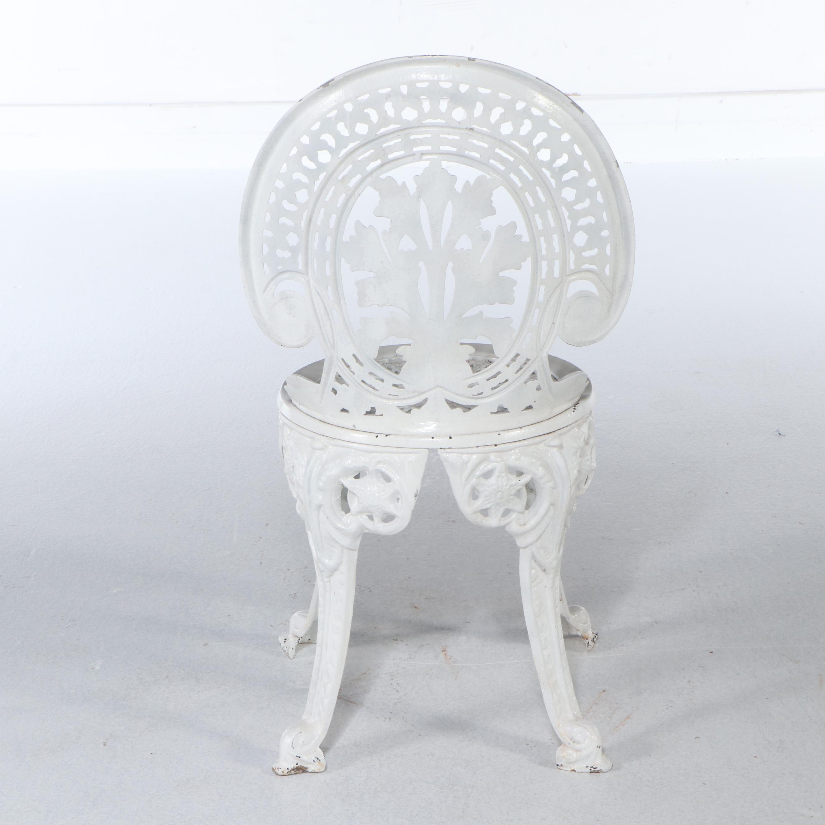 Victorian Style White Painted Cast Iron Patio Bistro Dining Set