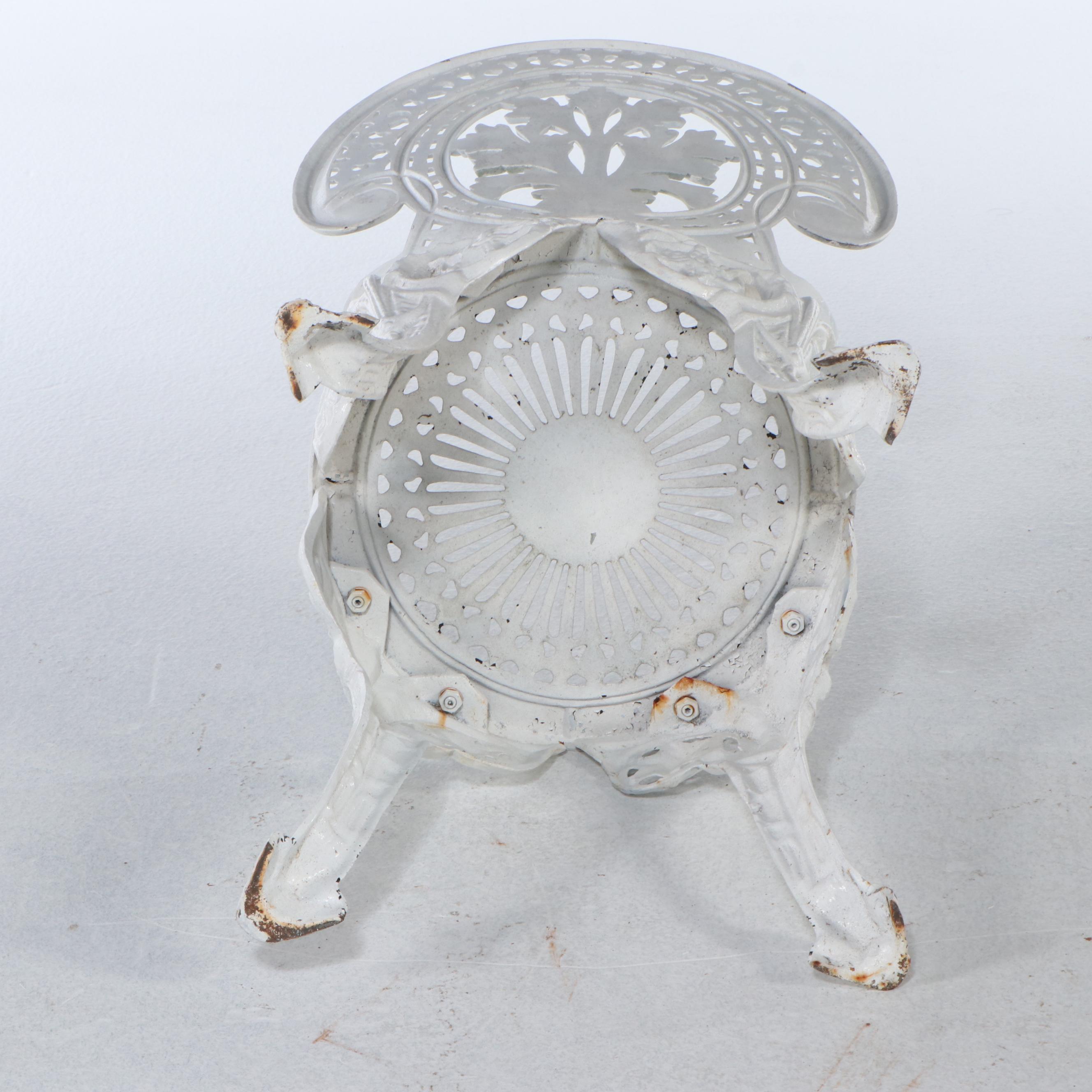 Victorian Style White Painted Cast Iron Patio Bistro Dining Set