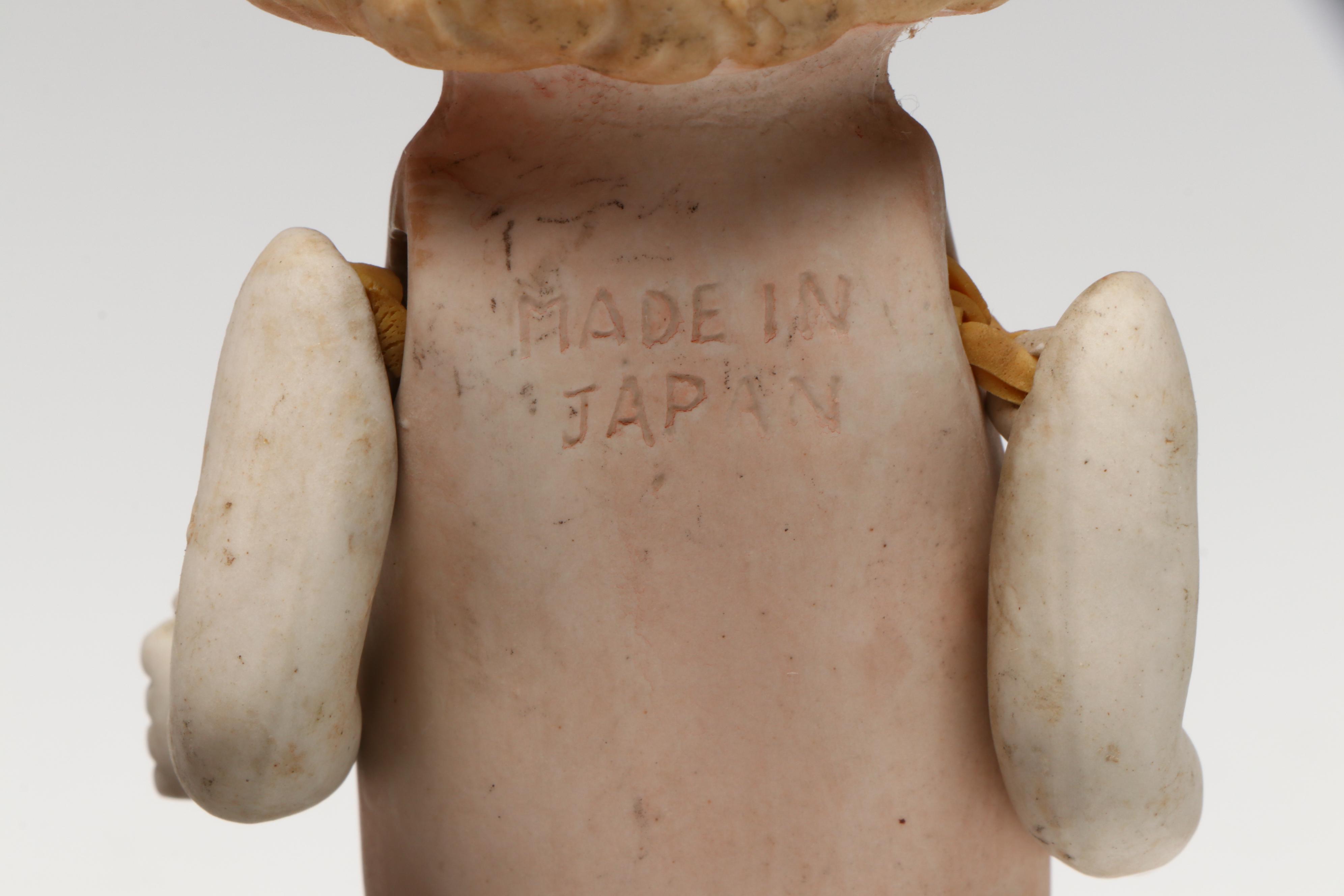 Japanese Polychrome Wood Gosho with Other Heads and All Bisque Googly Eye Doll