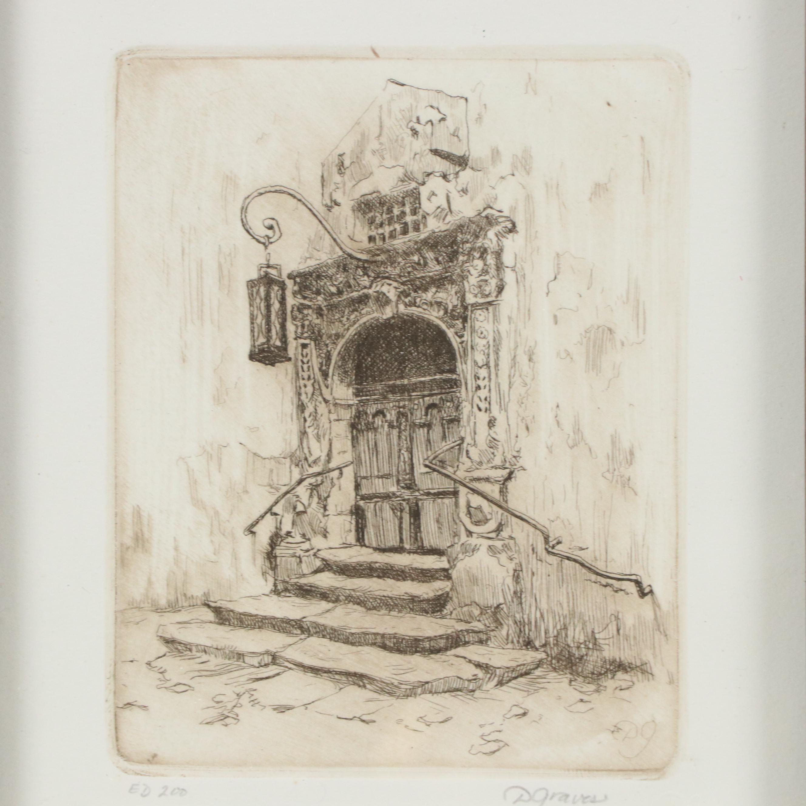 Daniel Graves Etching "Door," 1982