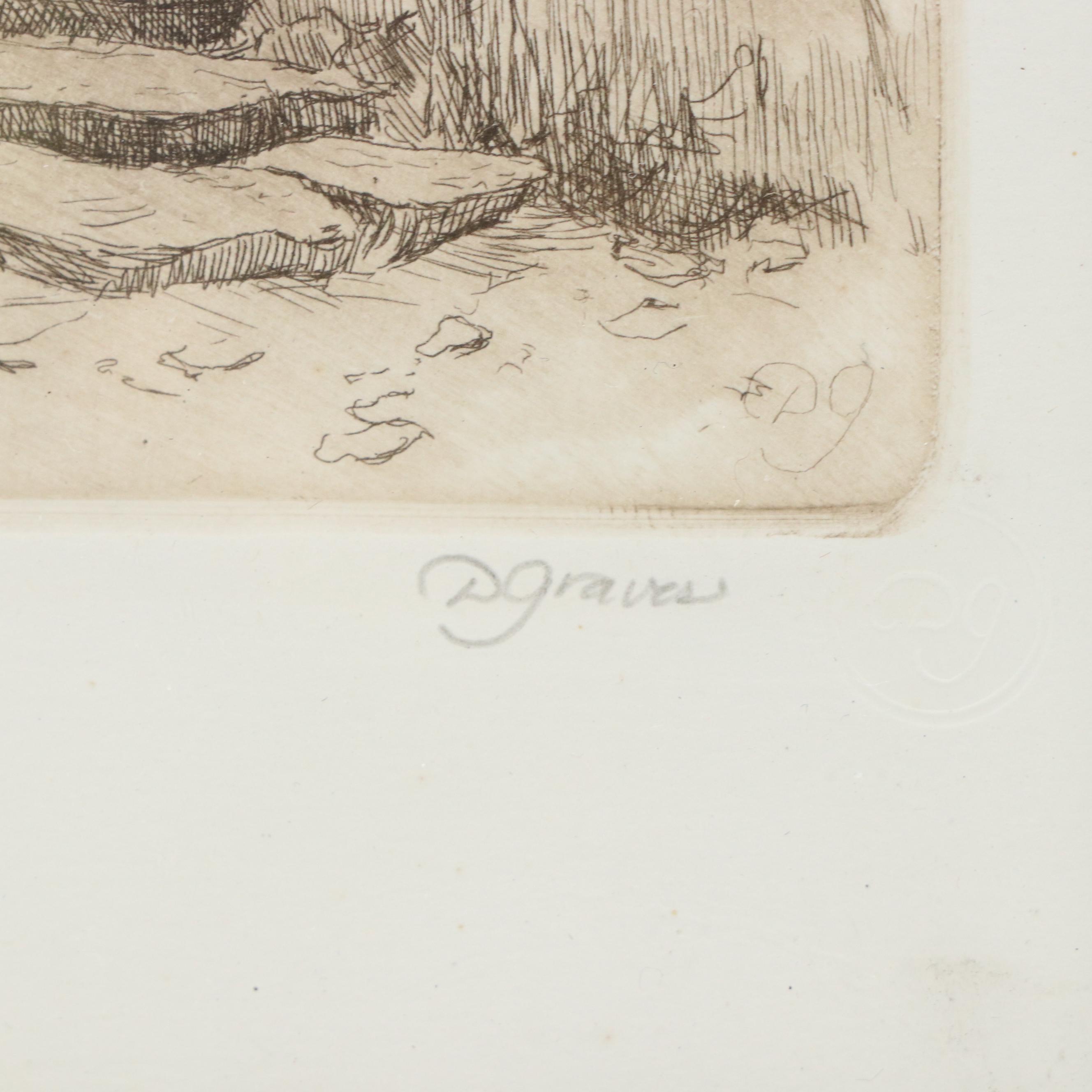 Daniel Graves Etching "Door," 1982