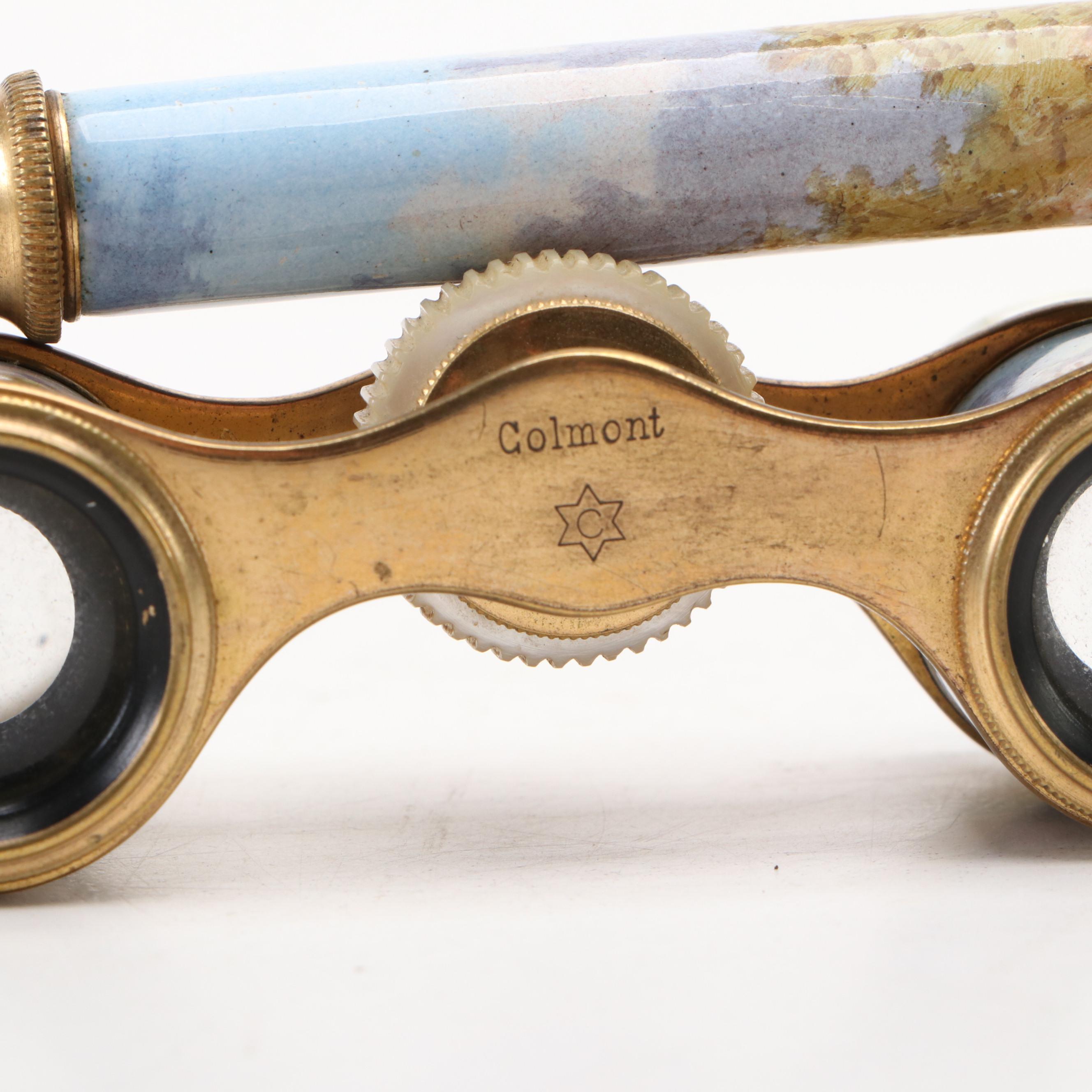 Colmont Brass and Mother-of-Pearl Lorgnette Opera Glasses