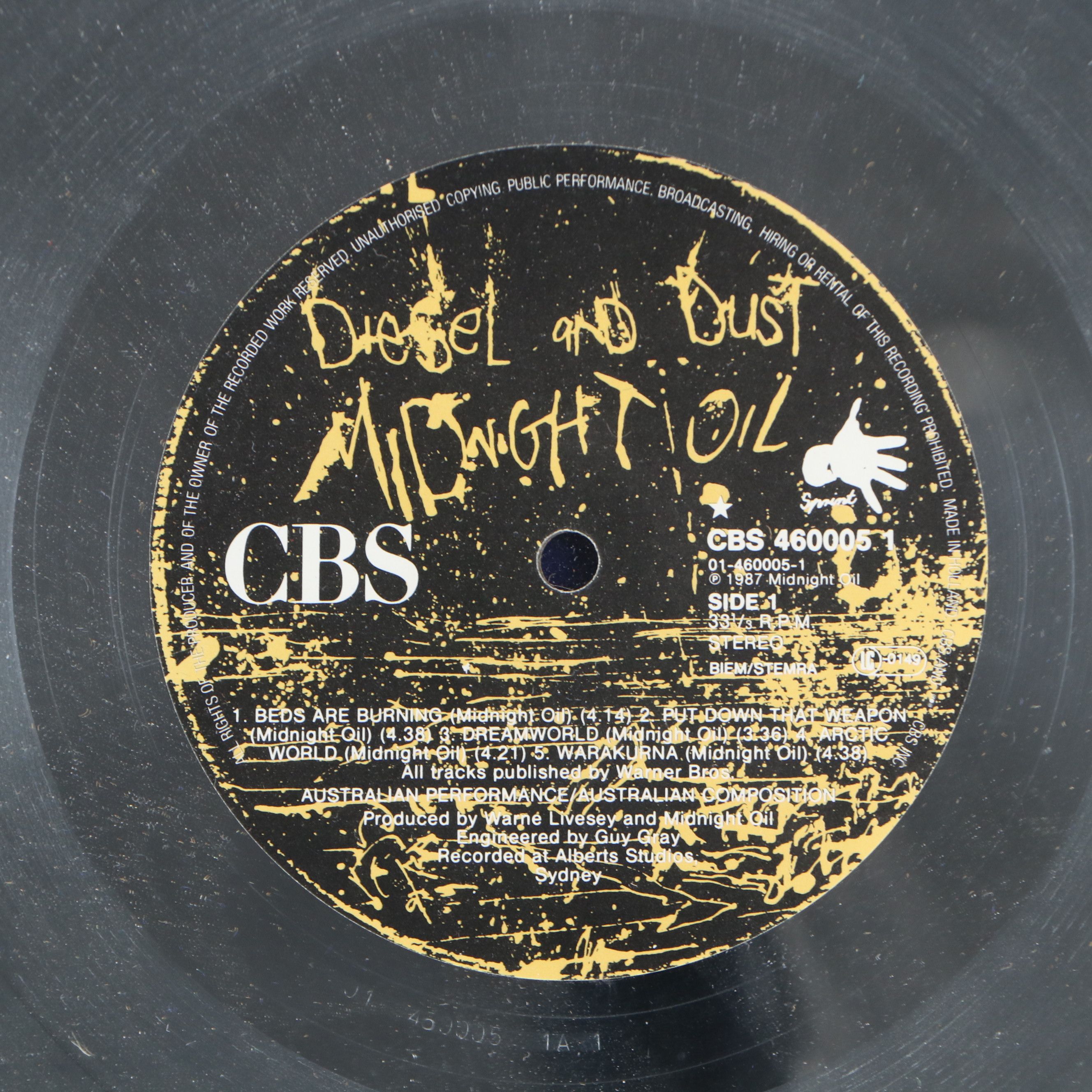 Midnight Oil "Diesel and Dust" Platinum Record Award